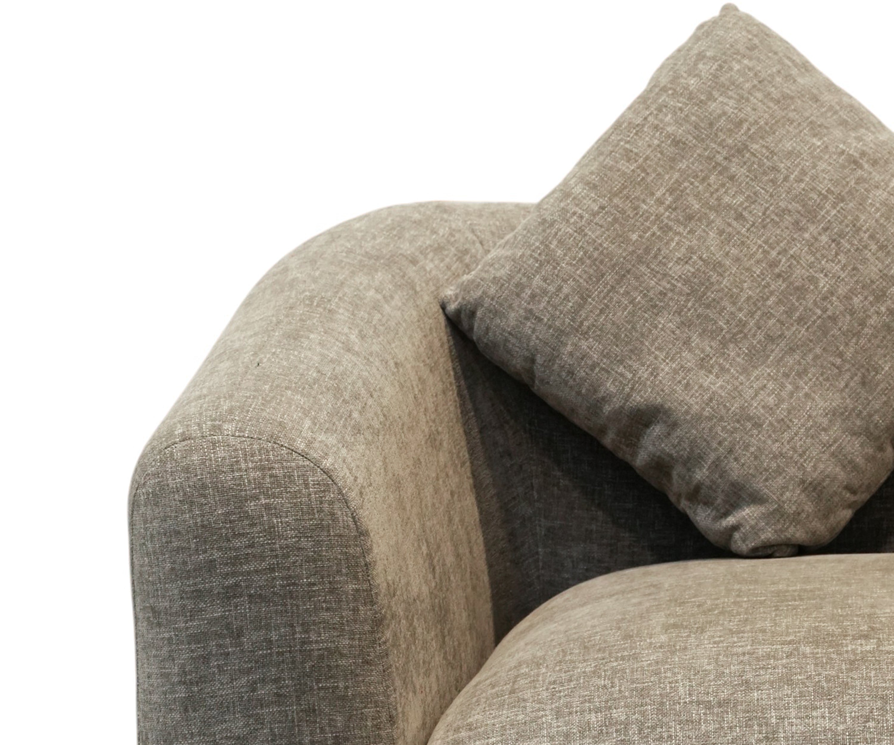 Taupe Upholstered 3-Seater Sofa in Solid Wood Frame