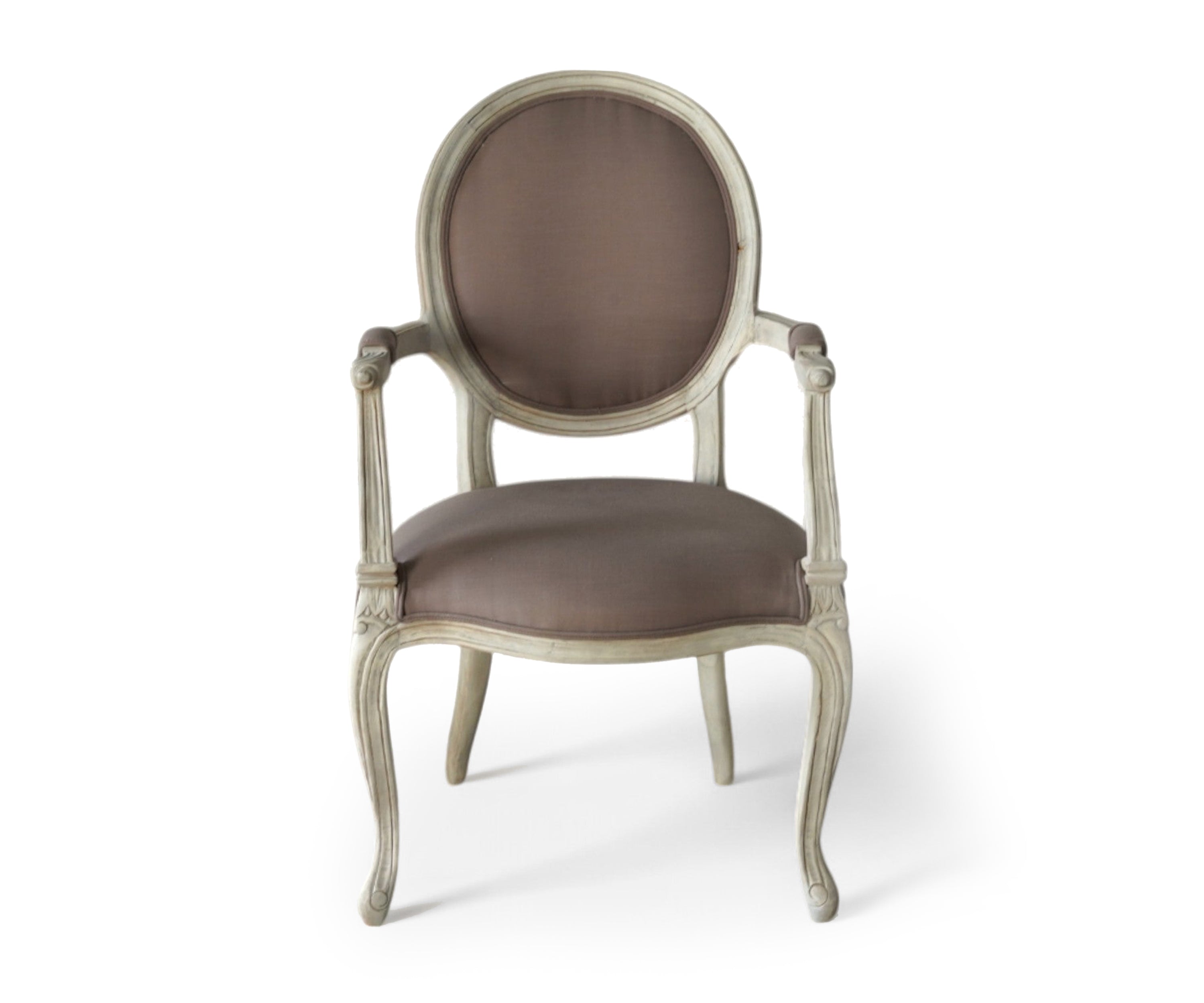 French Carved Oval Back Arm Chair