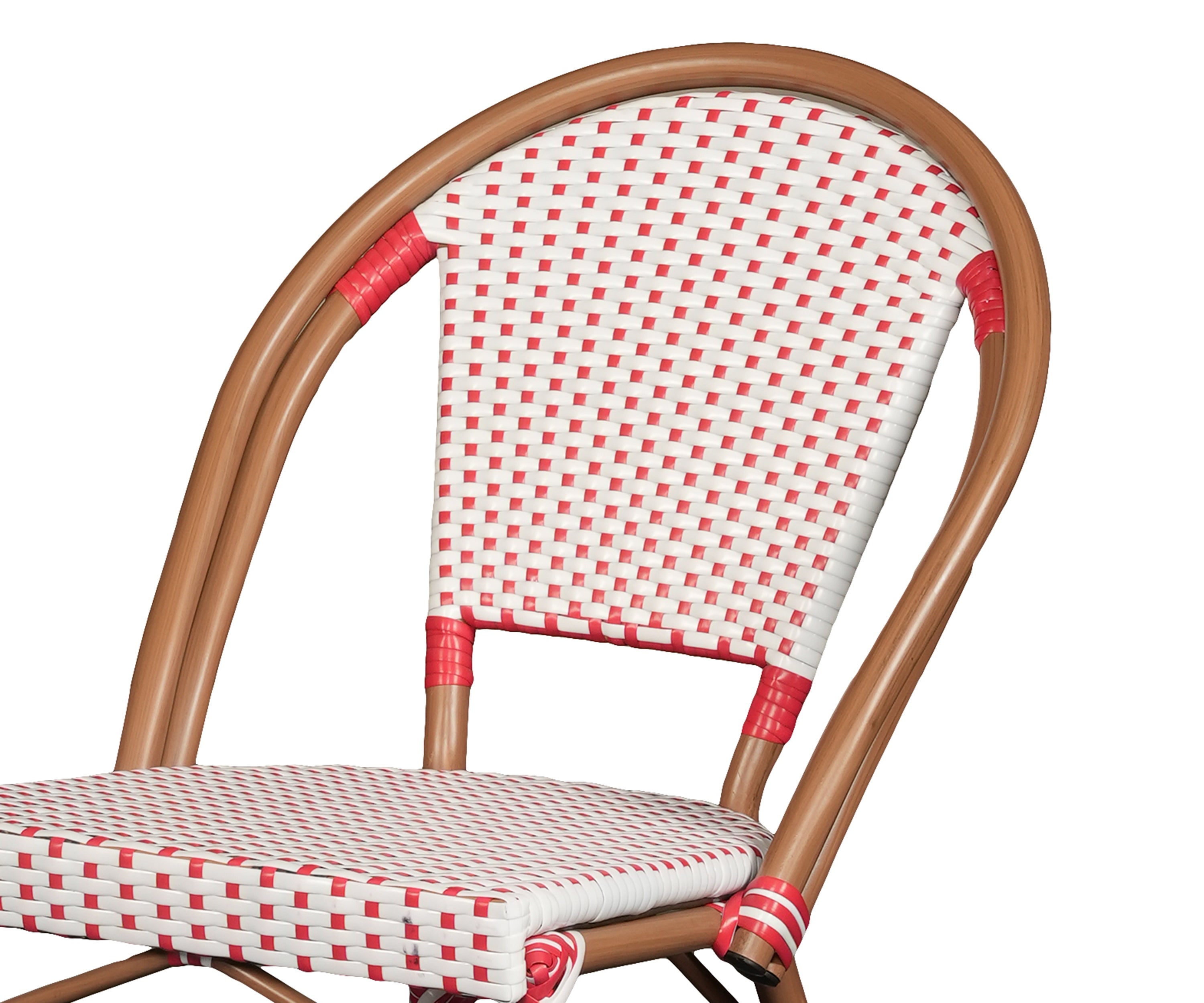 Red & White Woven Nylon Rope Outdoor Armchair with Metal Frame