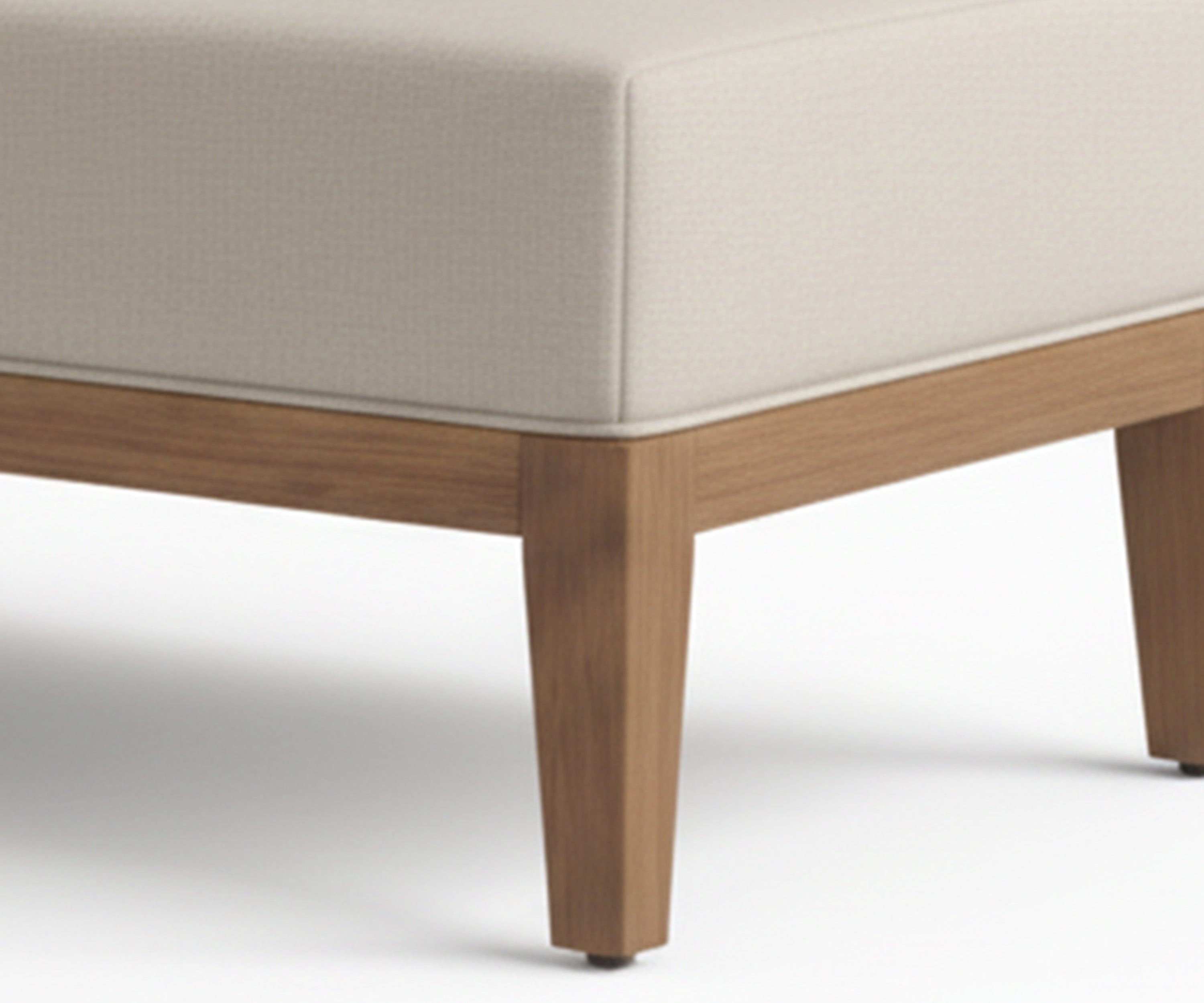 Cream Linen Bench with Wooden Base