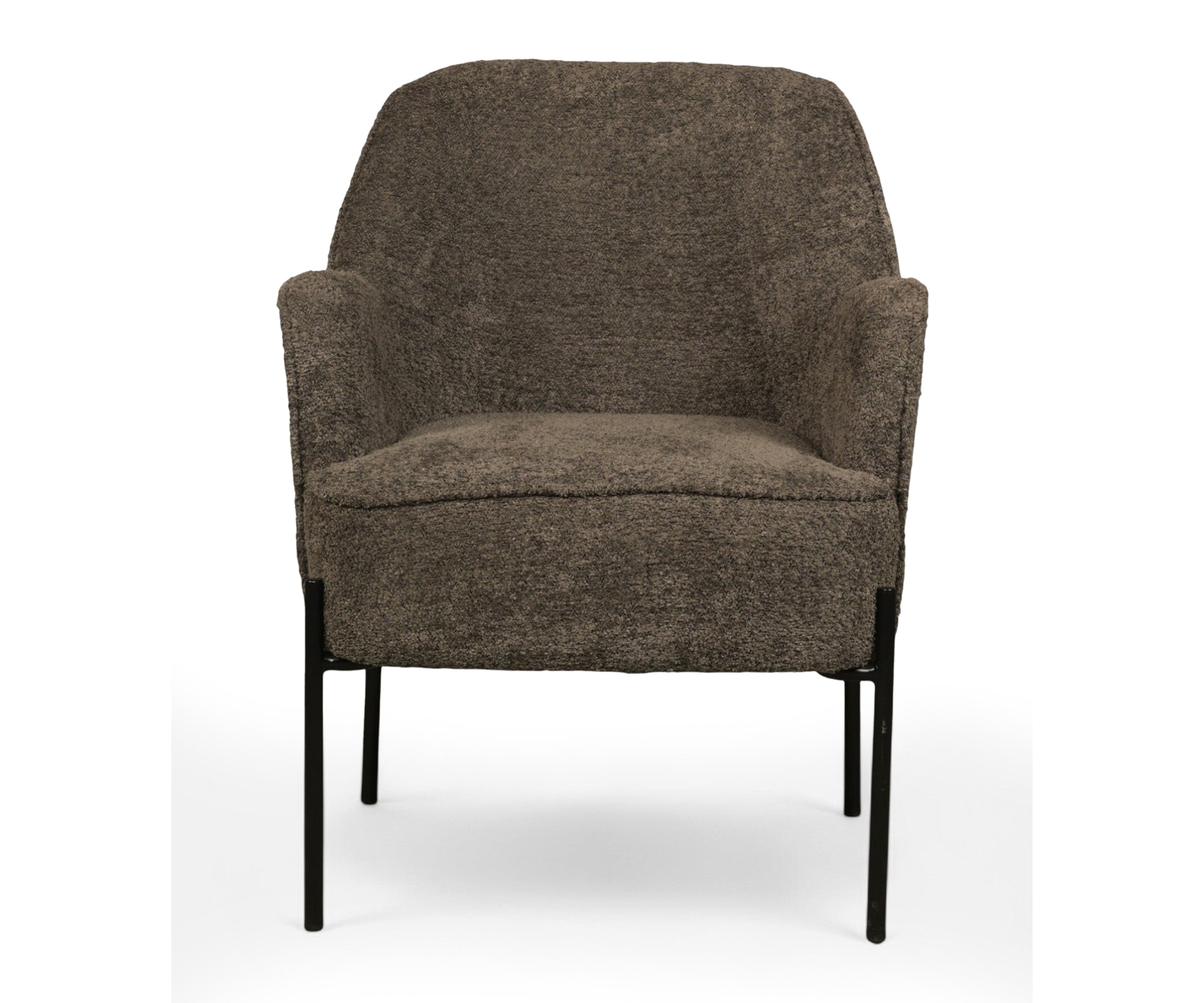 Charcoal Bouclé Accent Arm Chair with Metal Legs