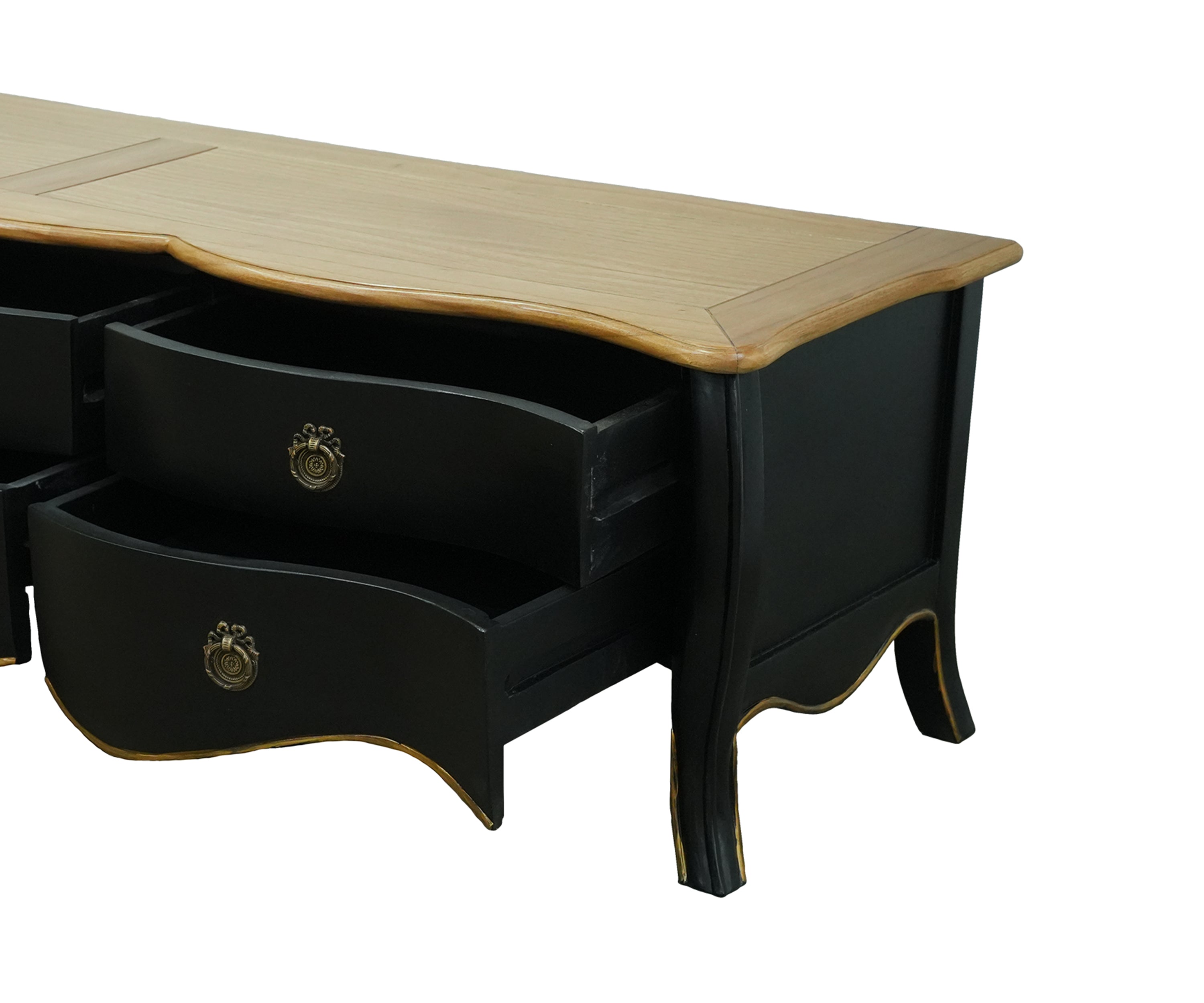 Antique Black & Gold French TV Unit