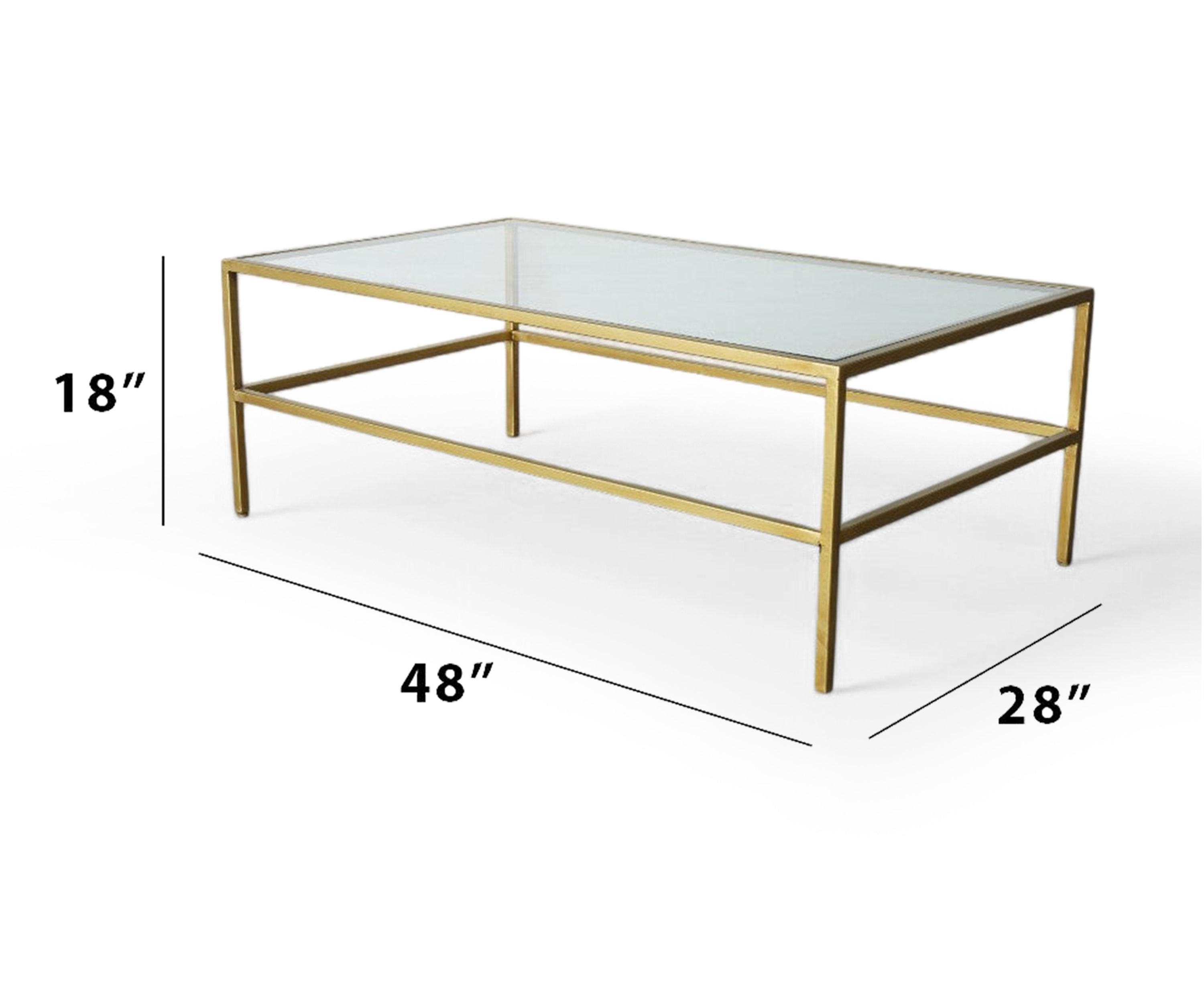 Glass Top Brass Frame Coffee Table