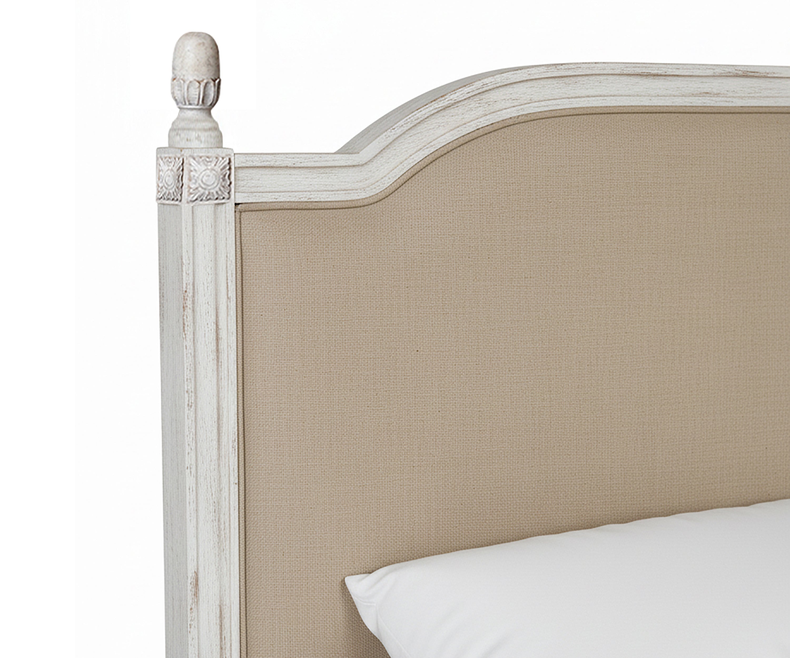 Antique White Gustavian Upholstered Arch Bed