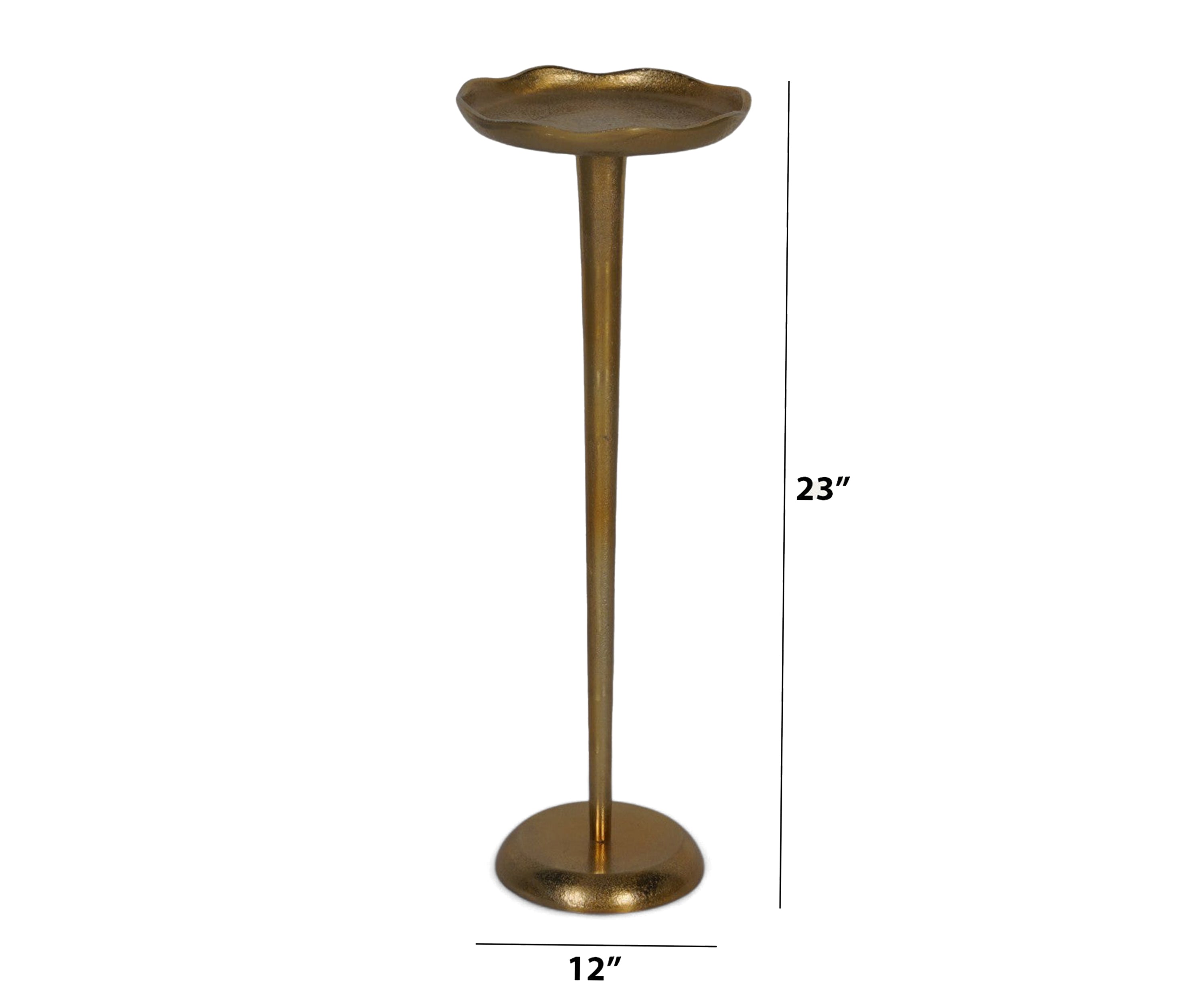 Antique Brass Martini Side Table with Scalloped Tray Top