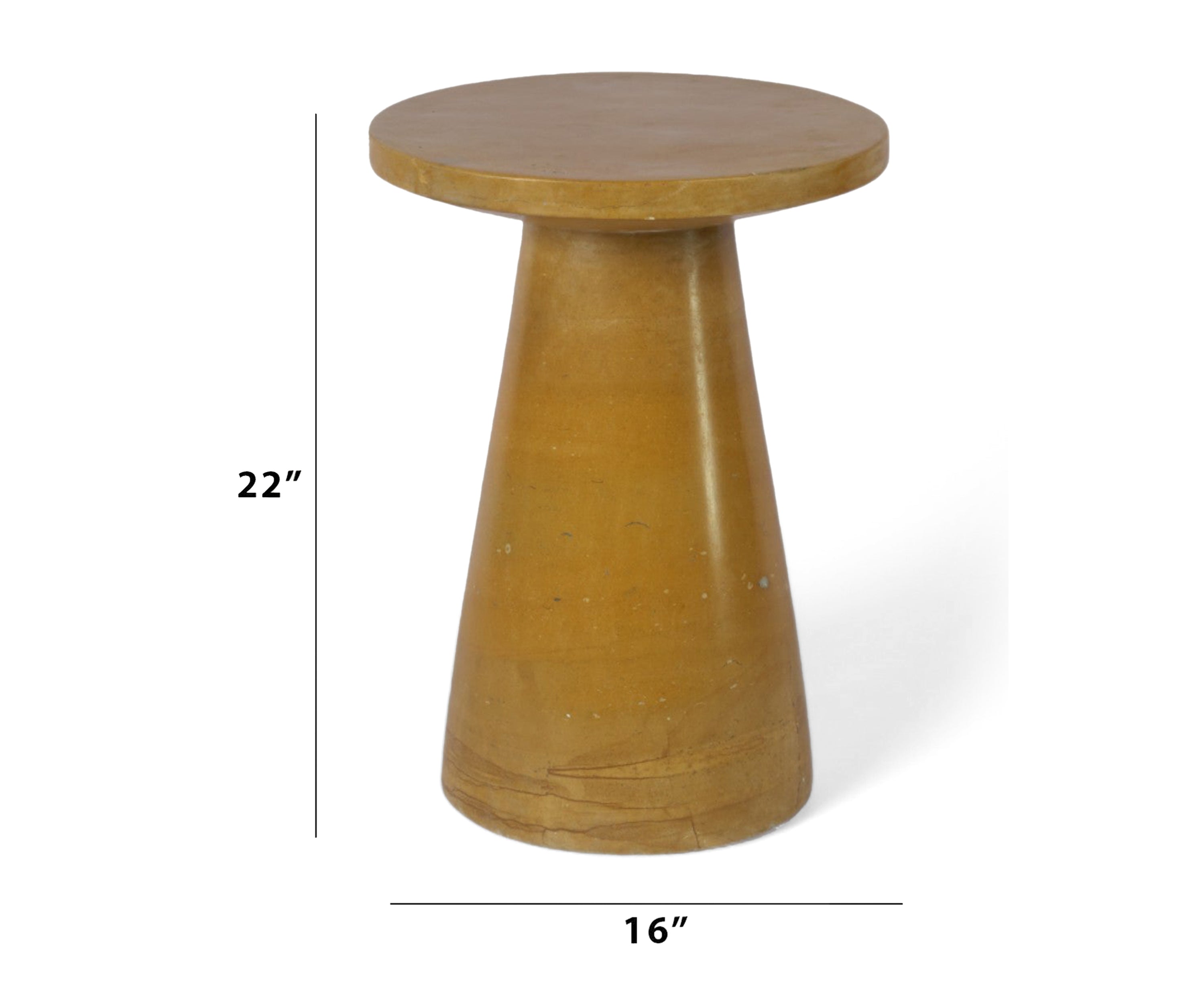 Ochre Round Side Table with Tapered Pedestal Base