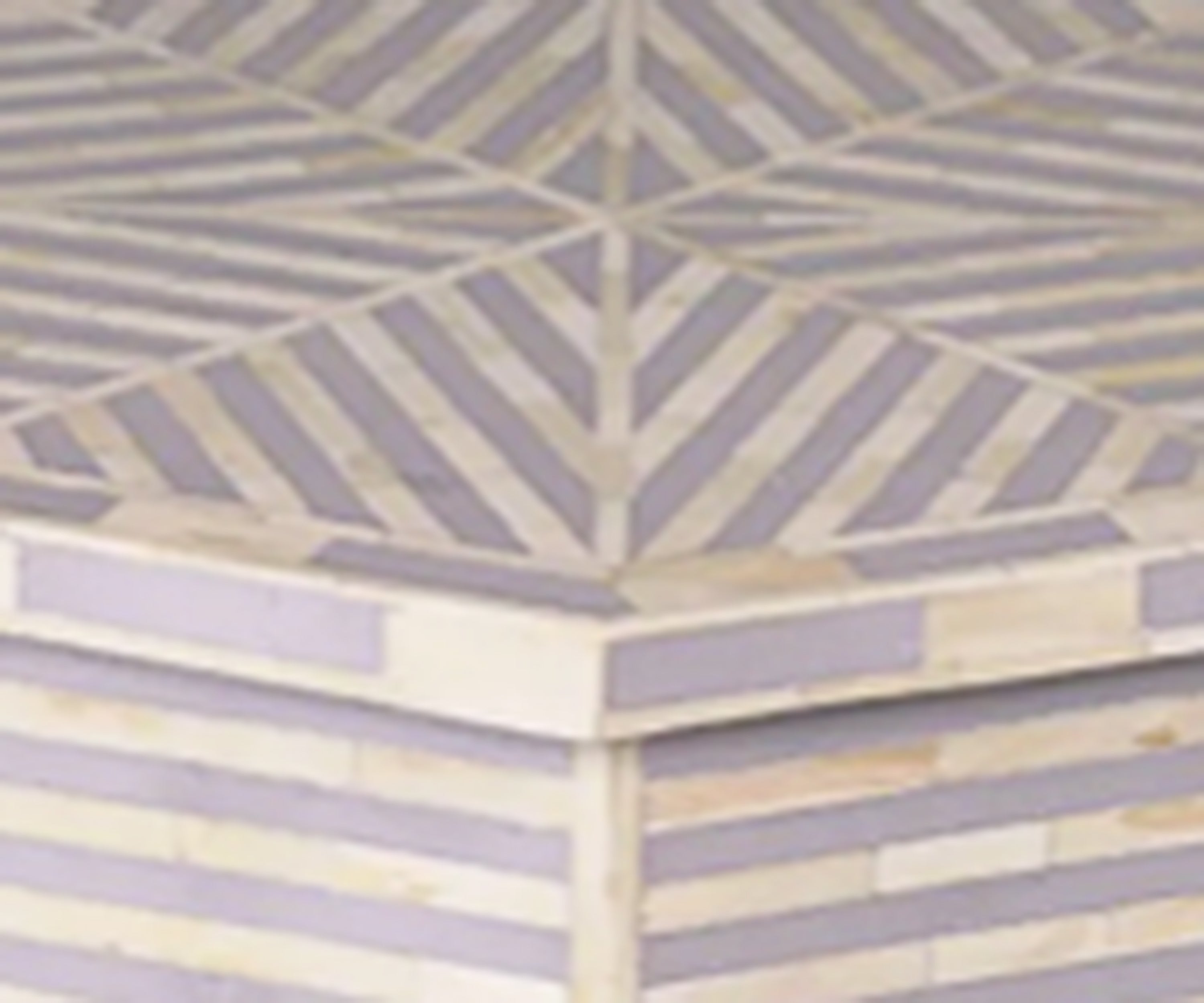 Ivory and Grey Bone Inlay Side Table with Geometric Pattern
