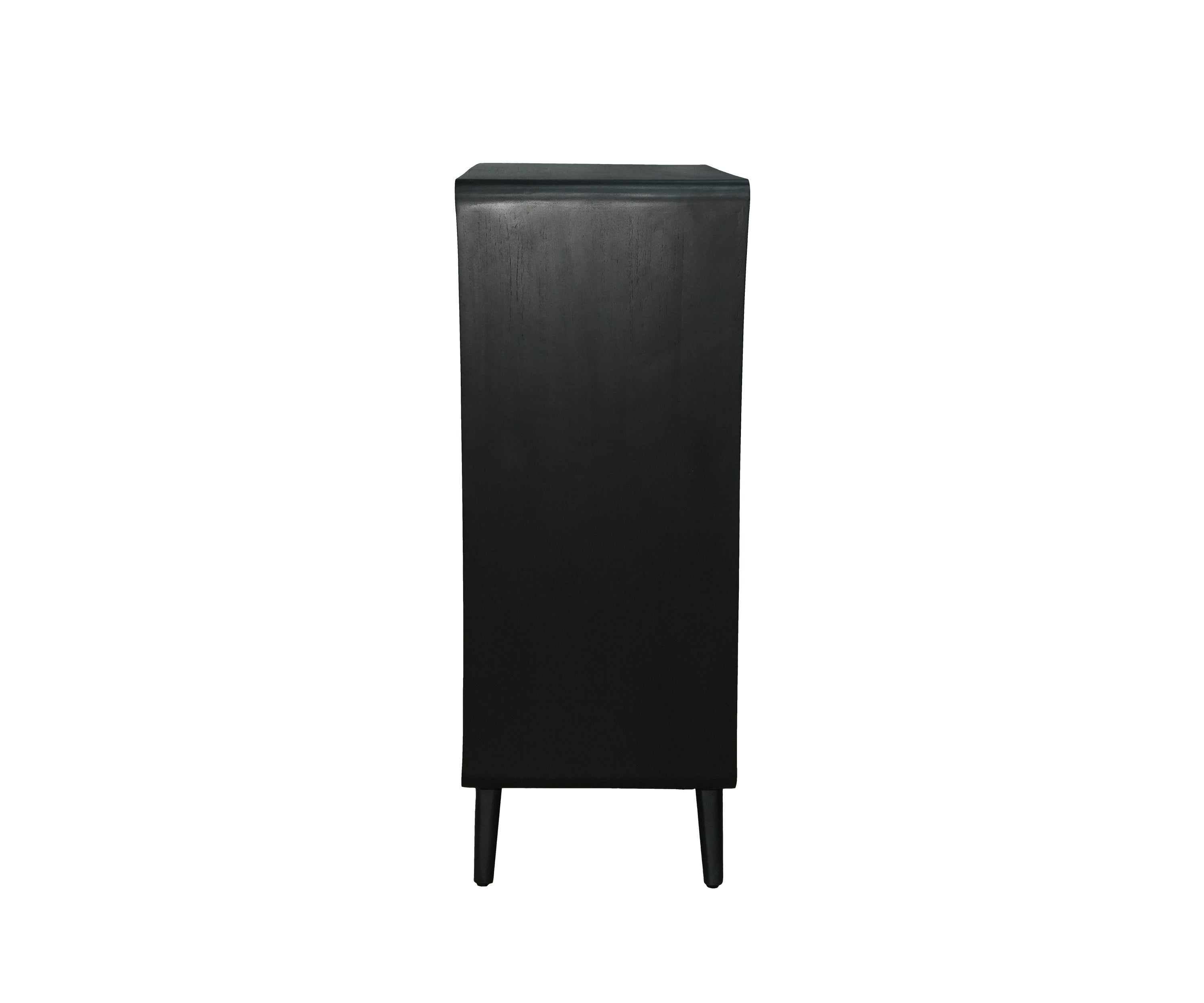 Black Wood and Cane Double Door Cabinet