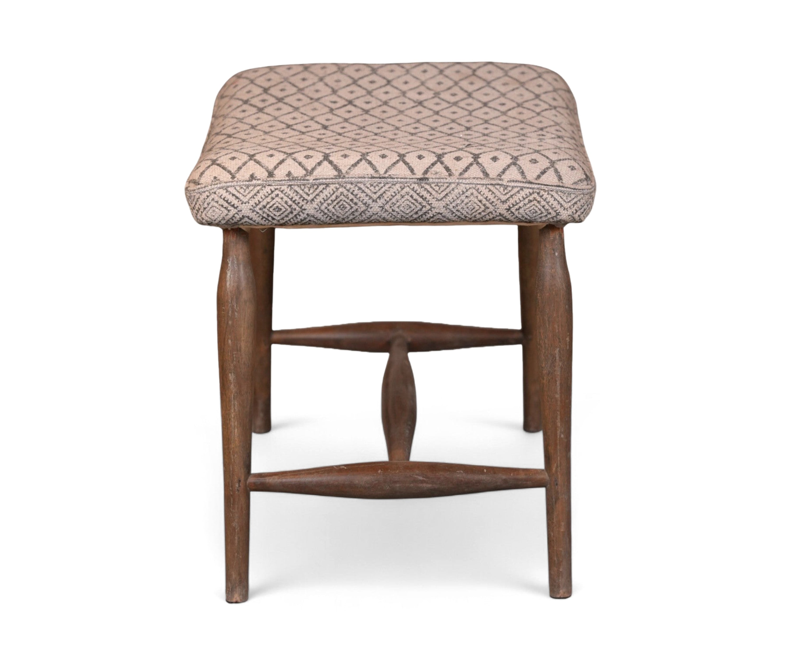 Printed Dhurrie Stool with Wooden Legs