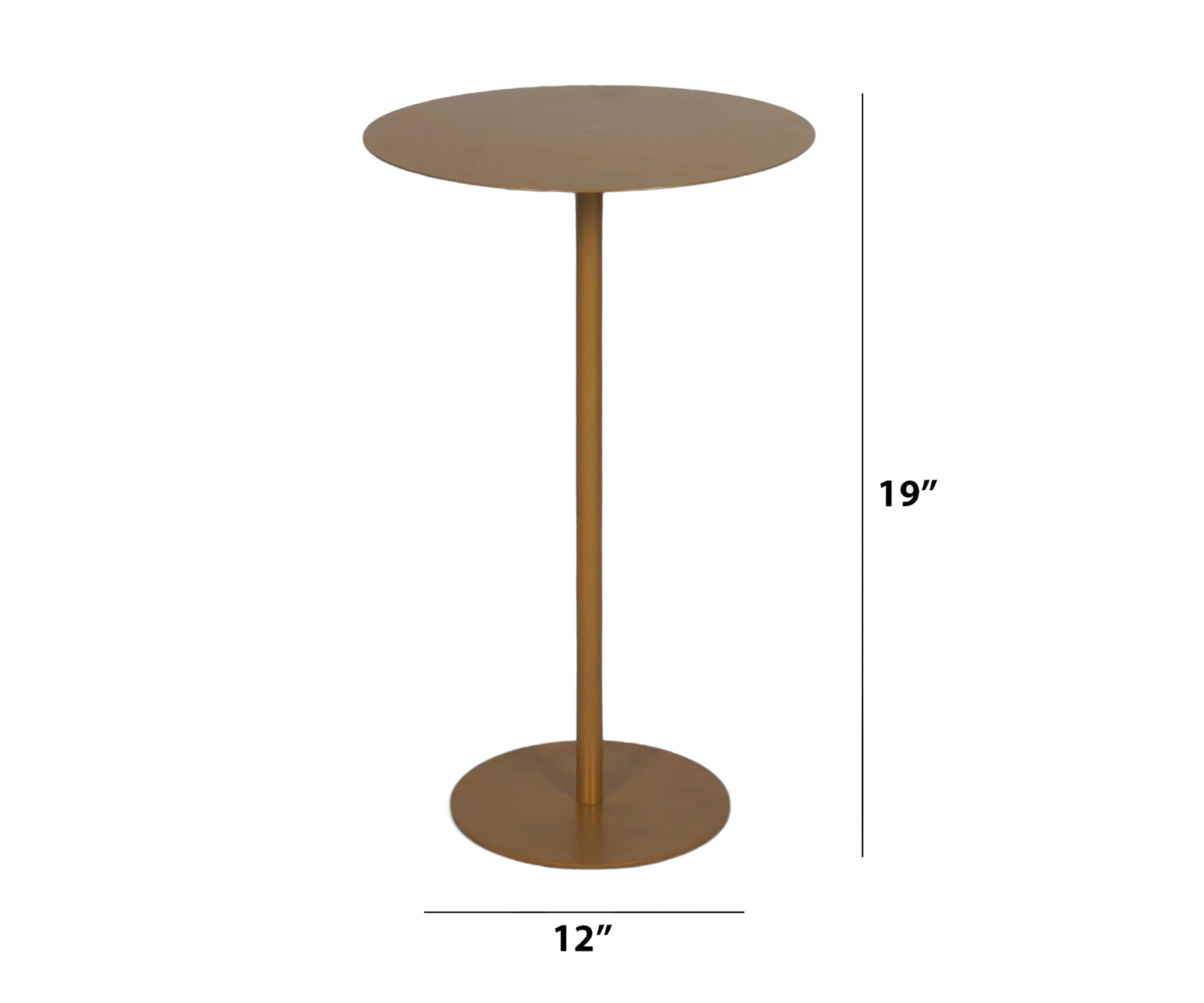 Brass Finish Martini Side Table with Disc Base