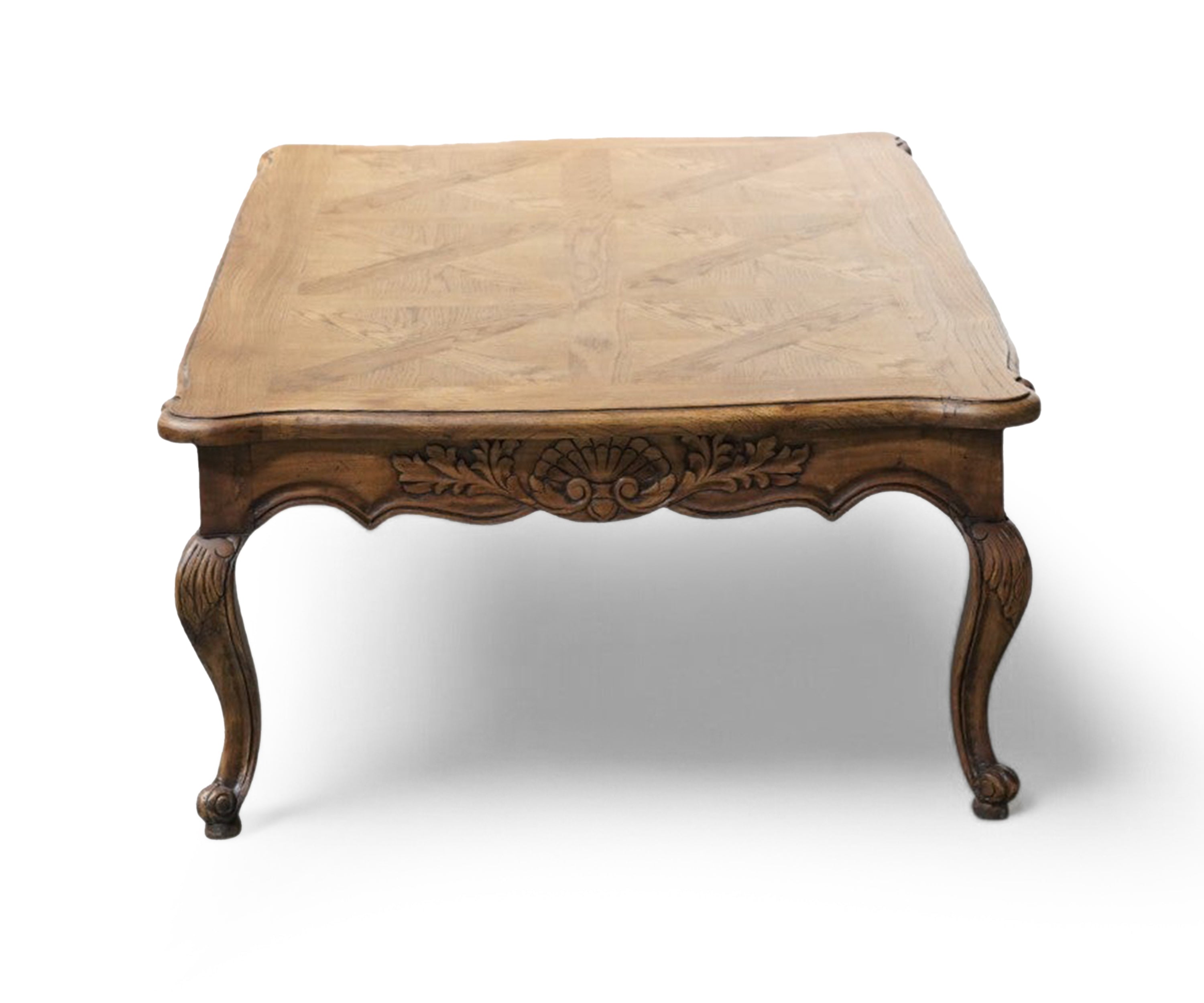 French Carved Acacia Wood Coffee Table