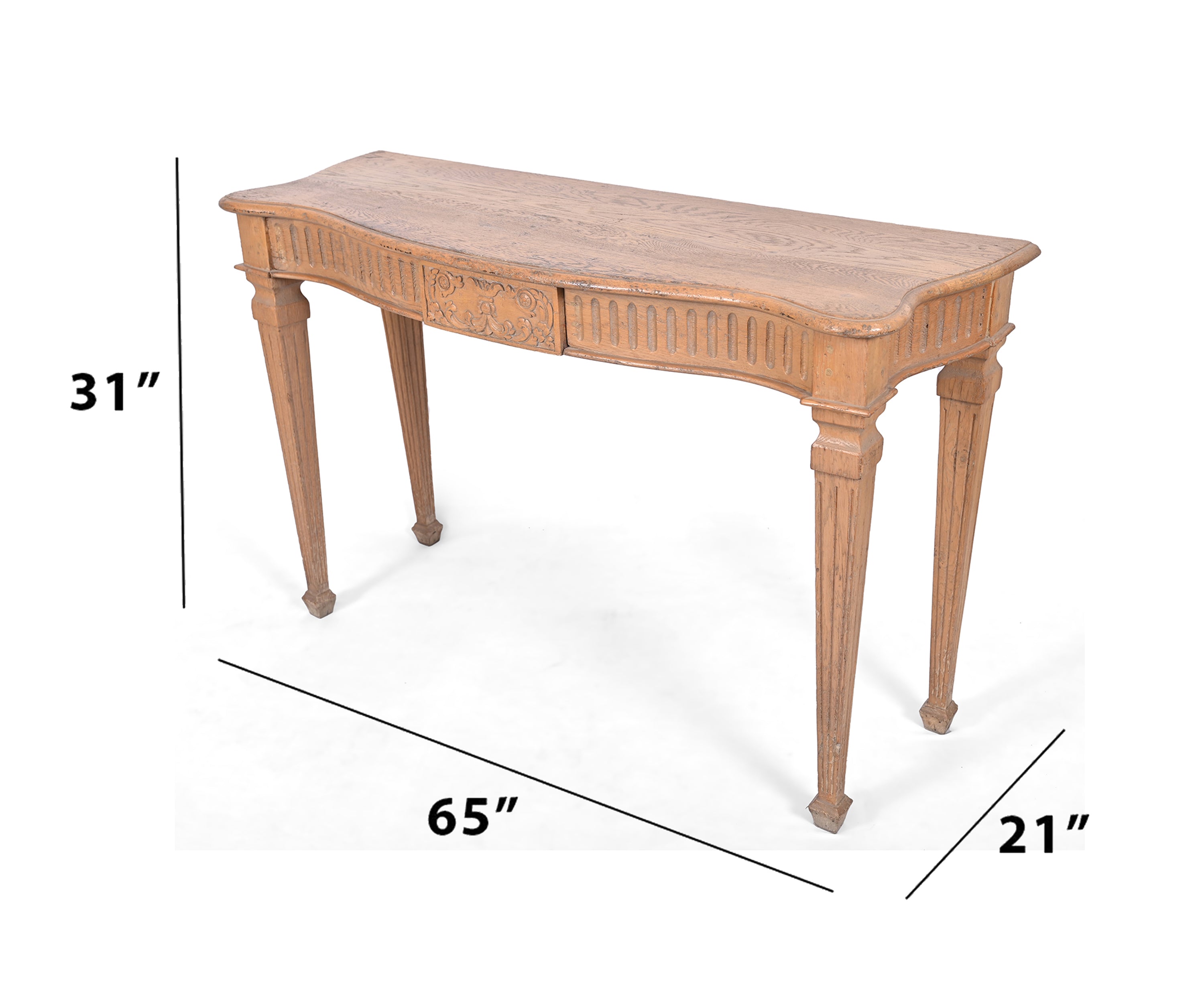 Classic Oak Console Table with Carved Detailing