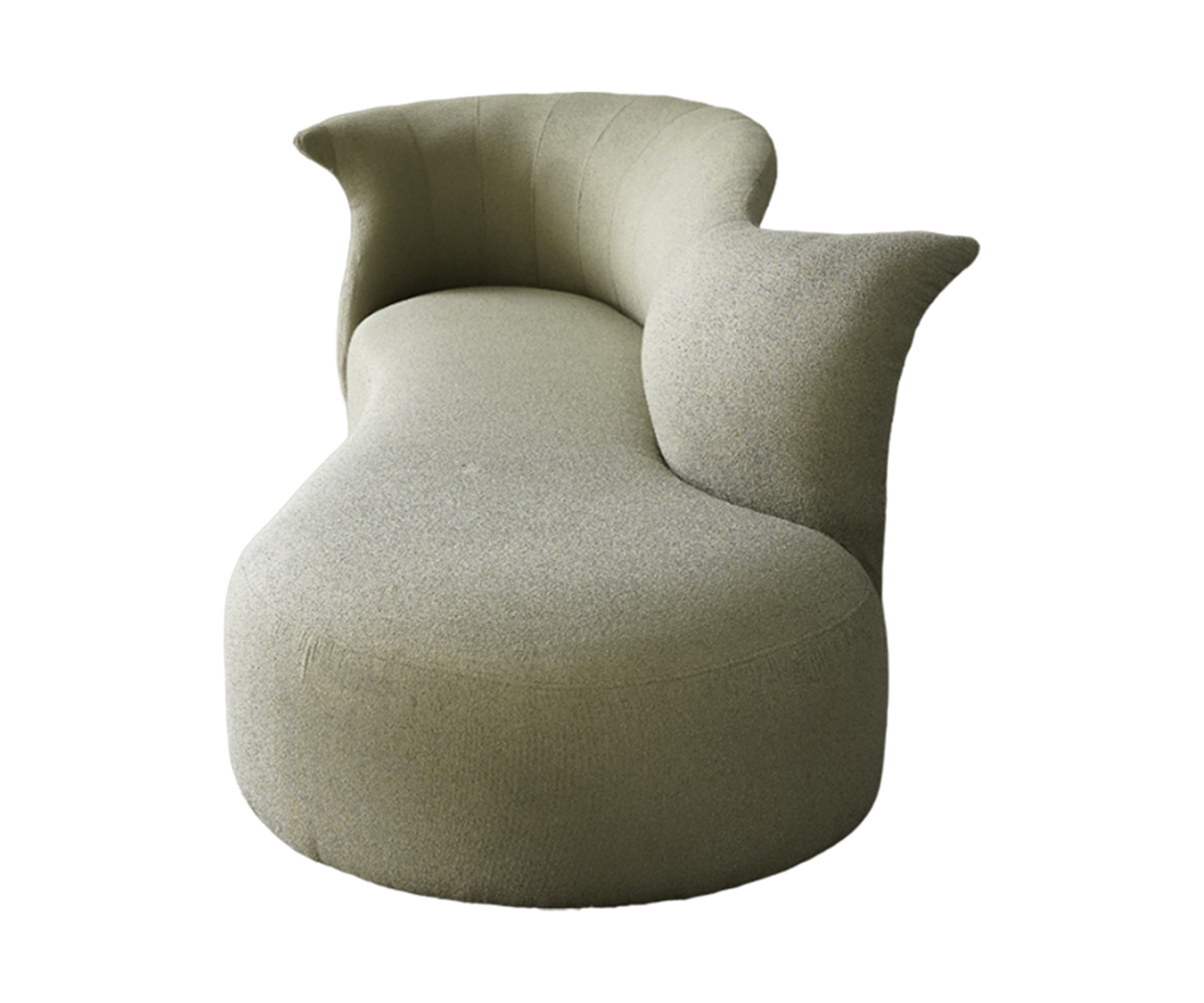 Olive Green Curved 3-Seater Sofa with Soft Upholstery