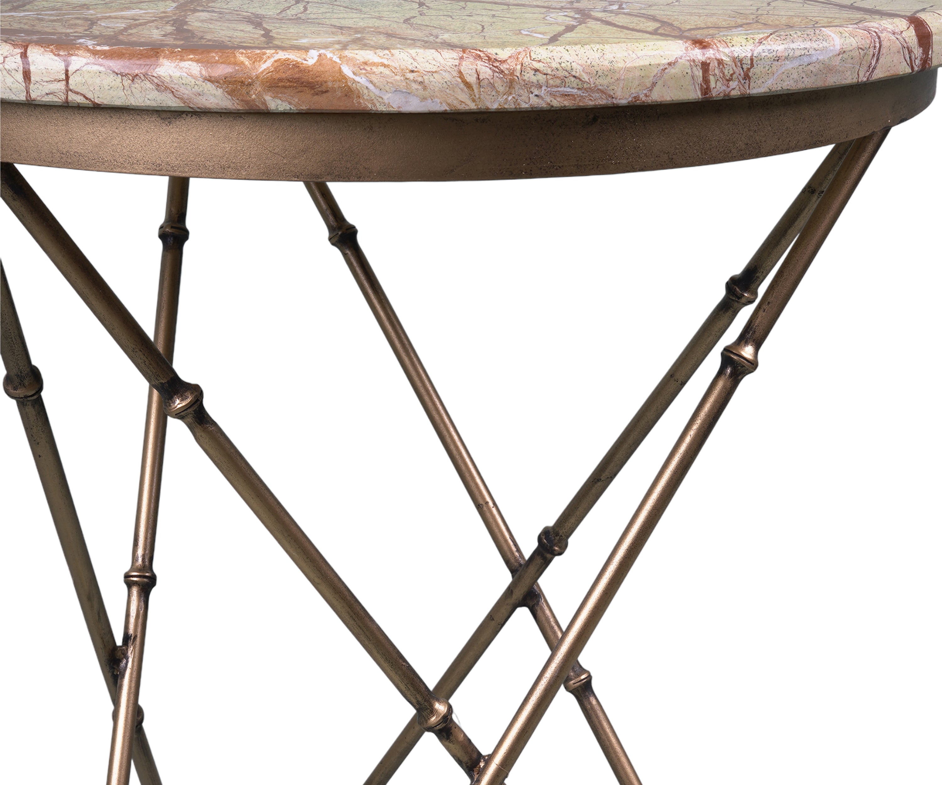 Round Bidasar Marble Side Table with Metal Legs