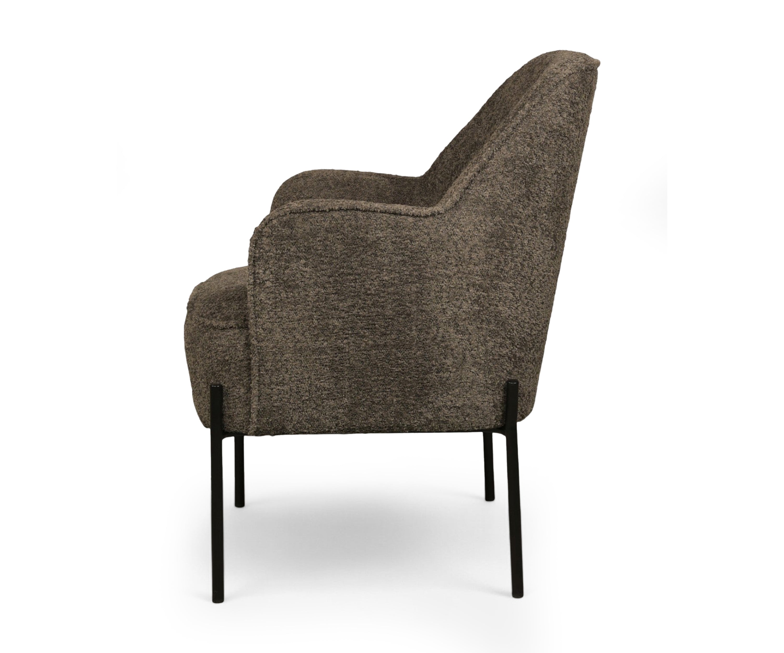 Charcoal Bouclé Accent Arm Chair with Metal Legs