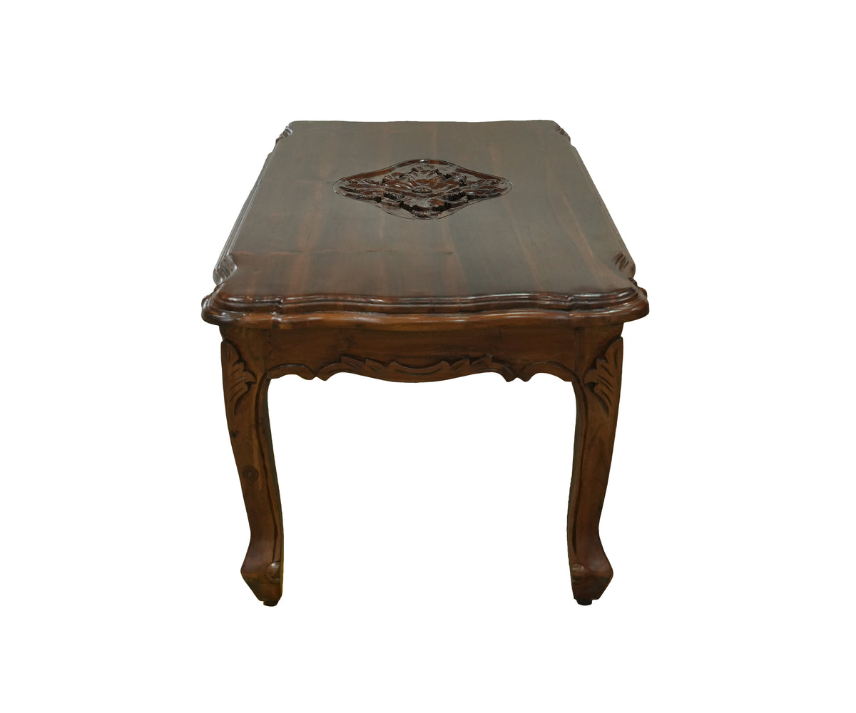 Carved Teak French Coffee Table