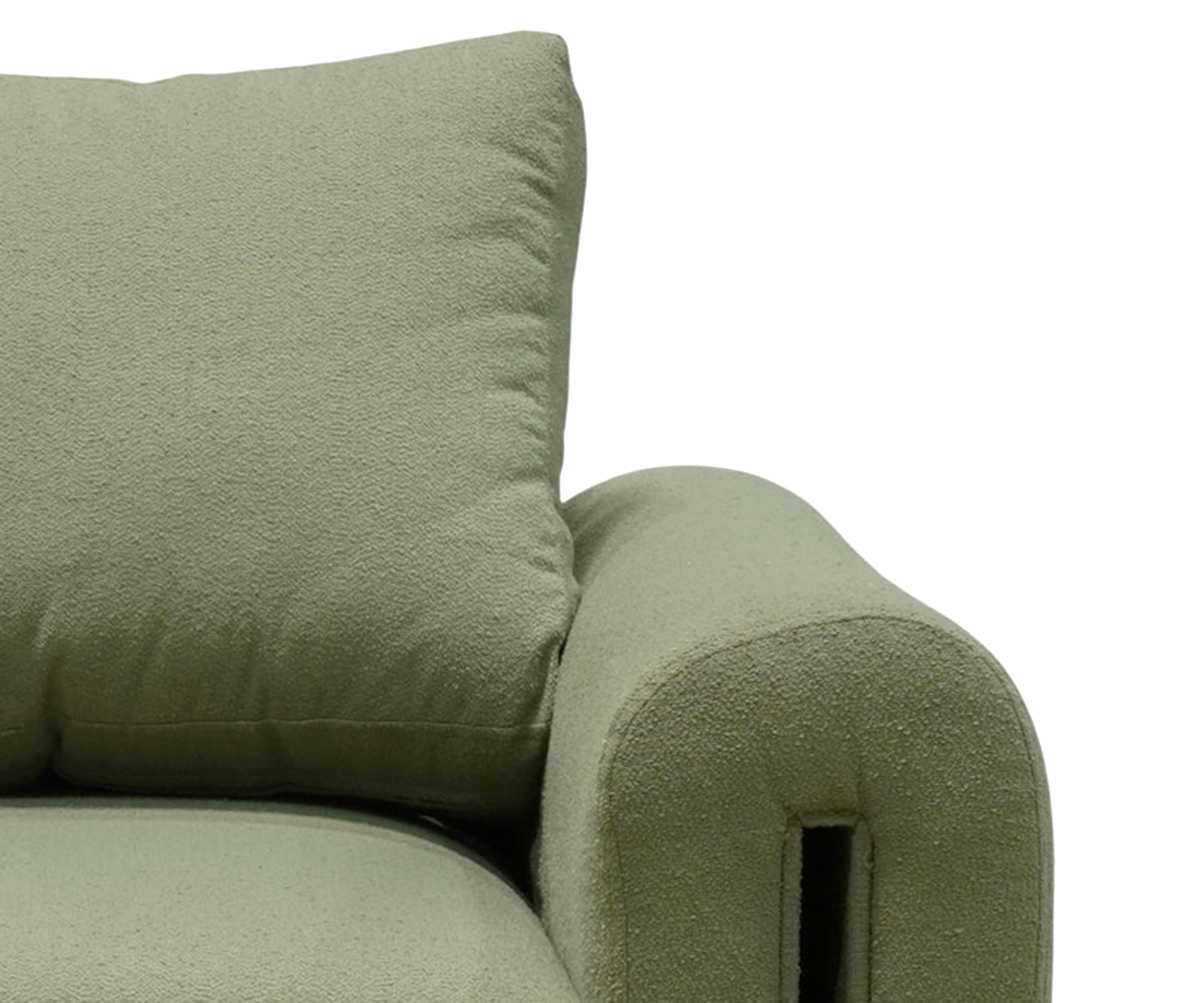 Arch Arm Bouclé Single Seater Sofa - Green