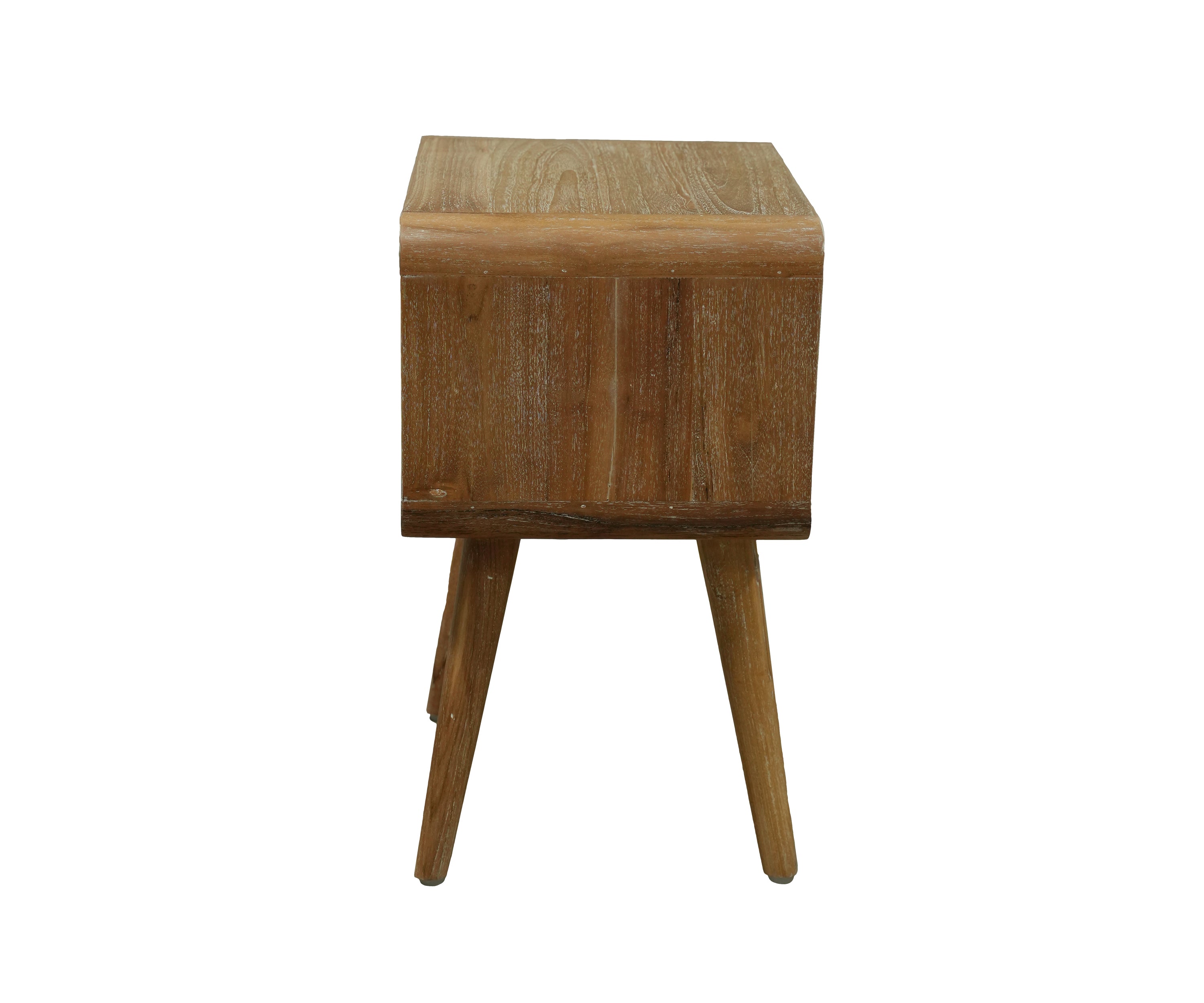 Mid-Century Modern Teak Bedside Table with Two Drawers