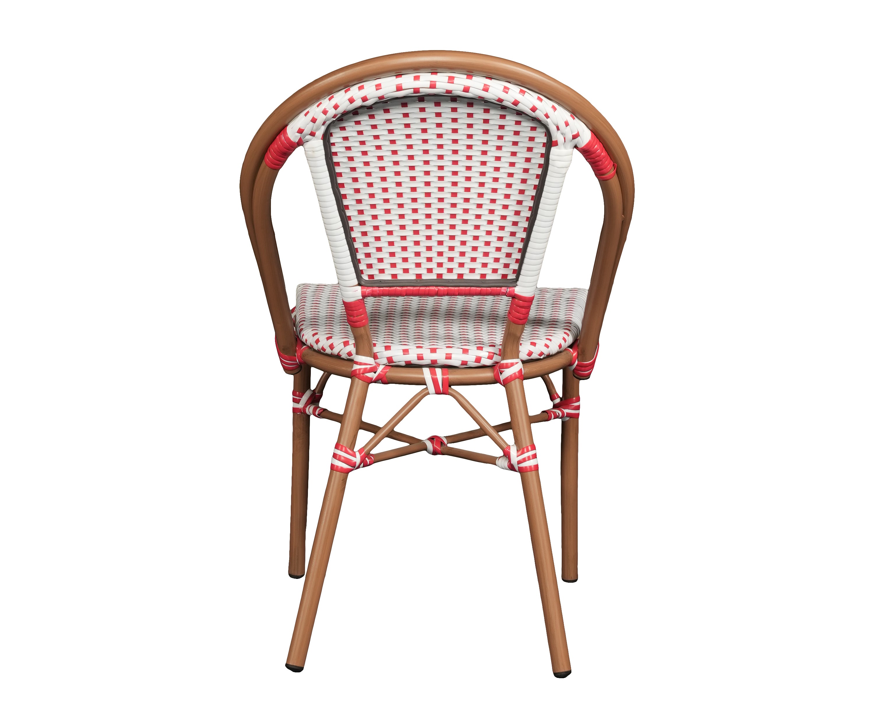 Red & White Woven Nylon Rope Outdoor Armchair with Metal Frame