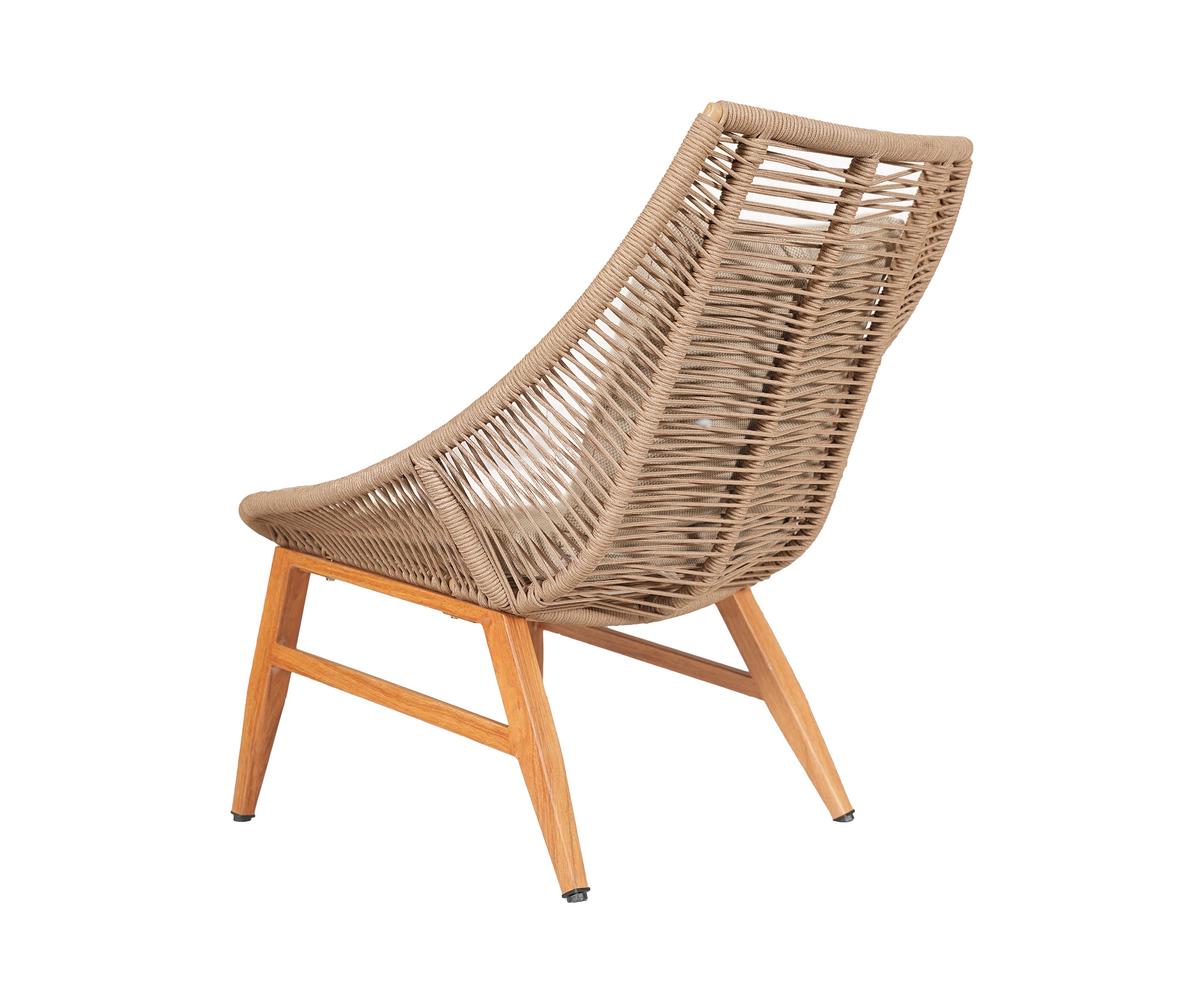 Nylon Rope Back Outdoor Lounge Chair with Metal Frame