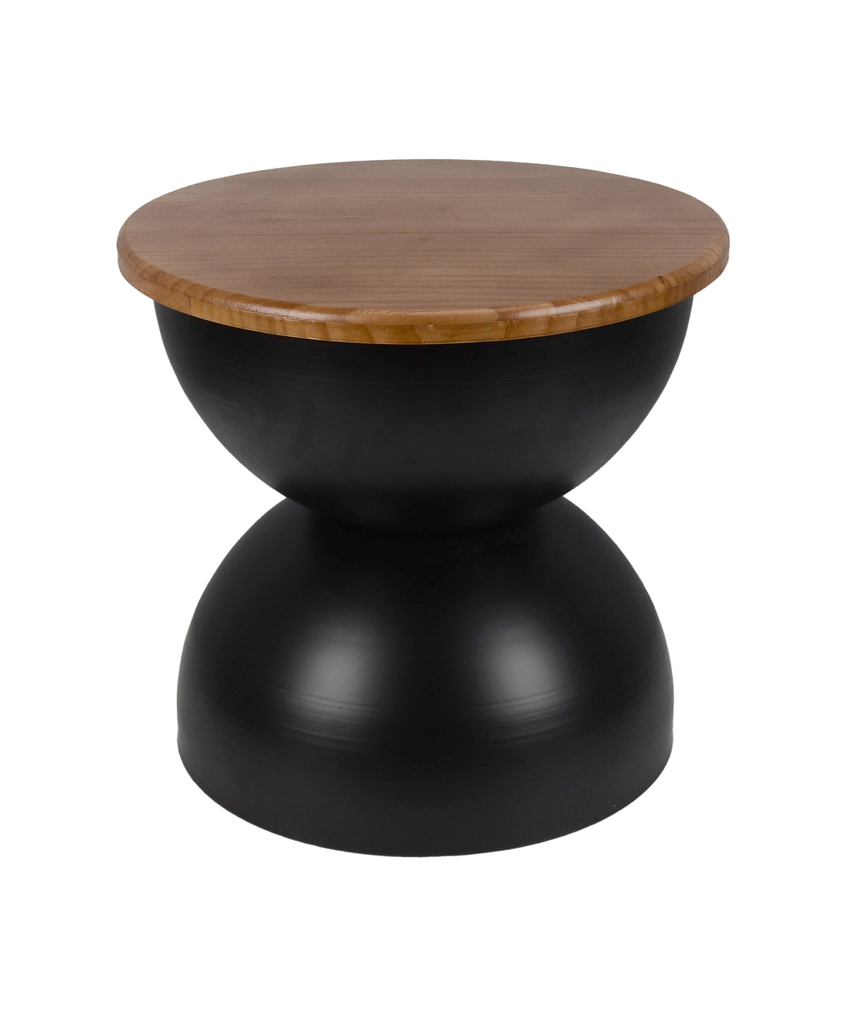 Round Sculptural Matte Black Hourglass End Table