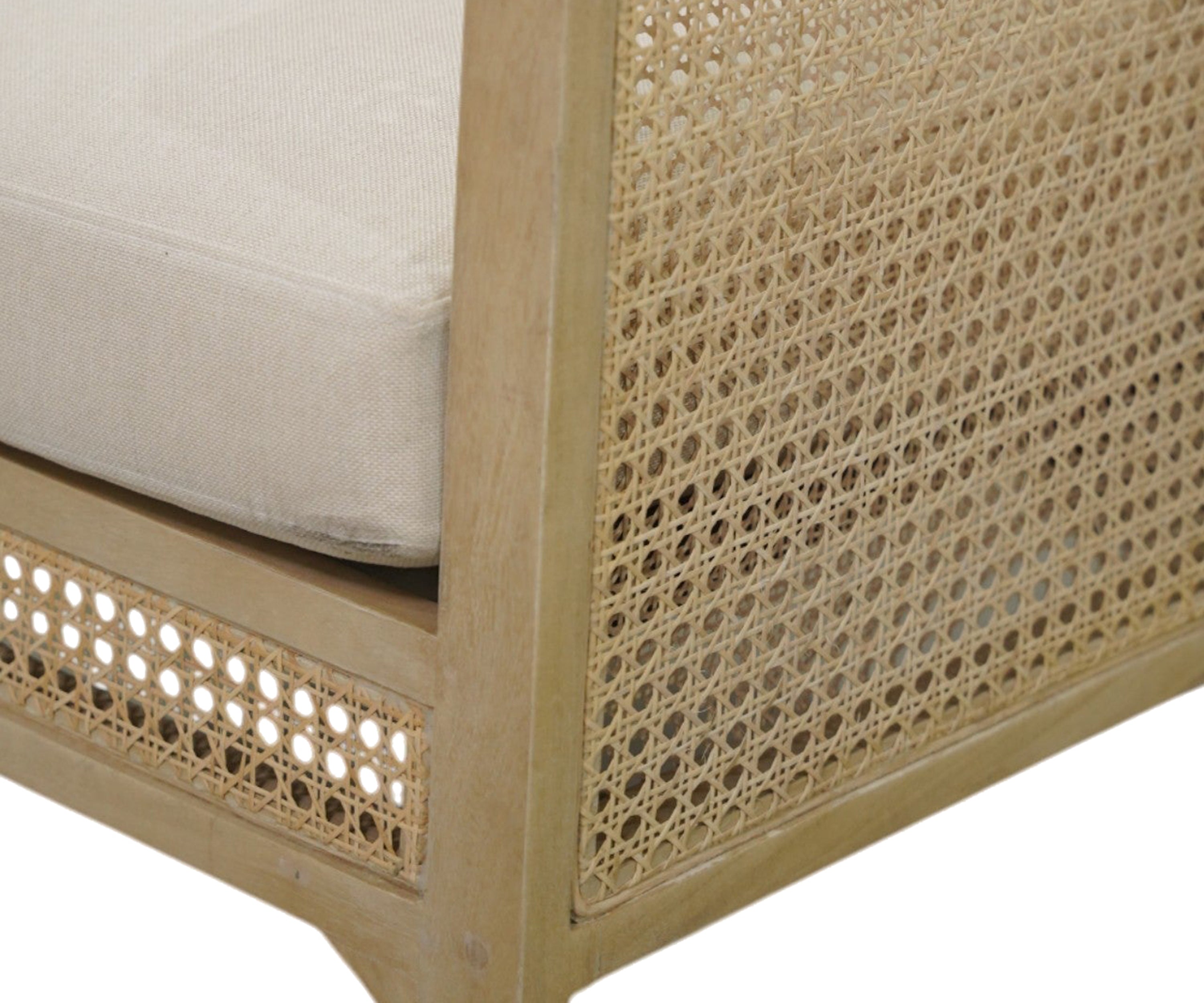 Natural Oak Cane Accent Arm Chair