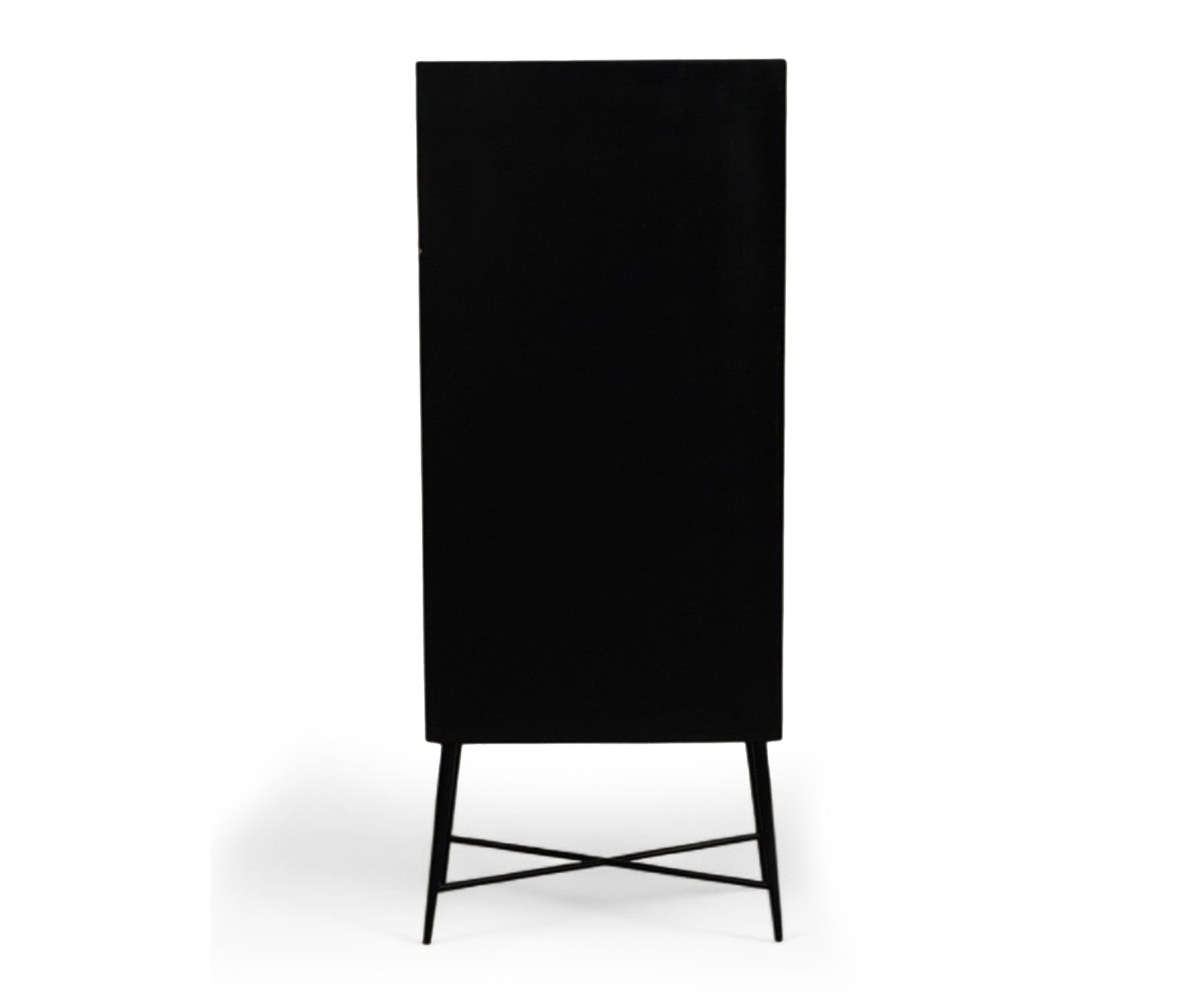 Tall Fluted Brass-Clad Storage Cabinet with Iron Legs