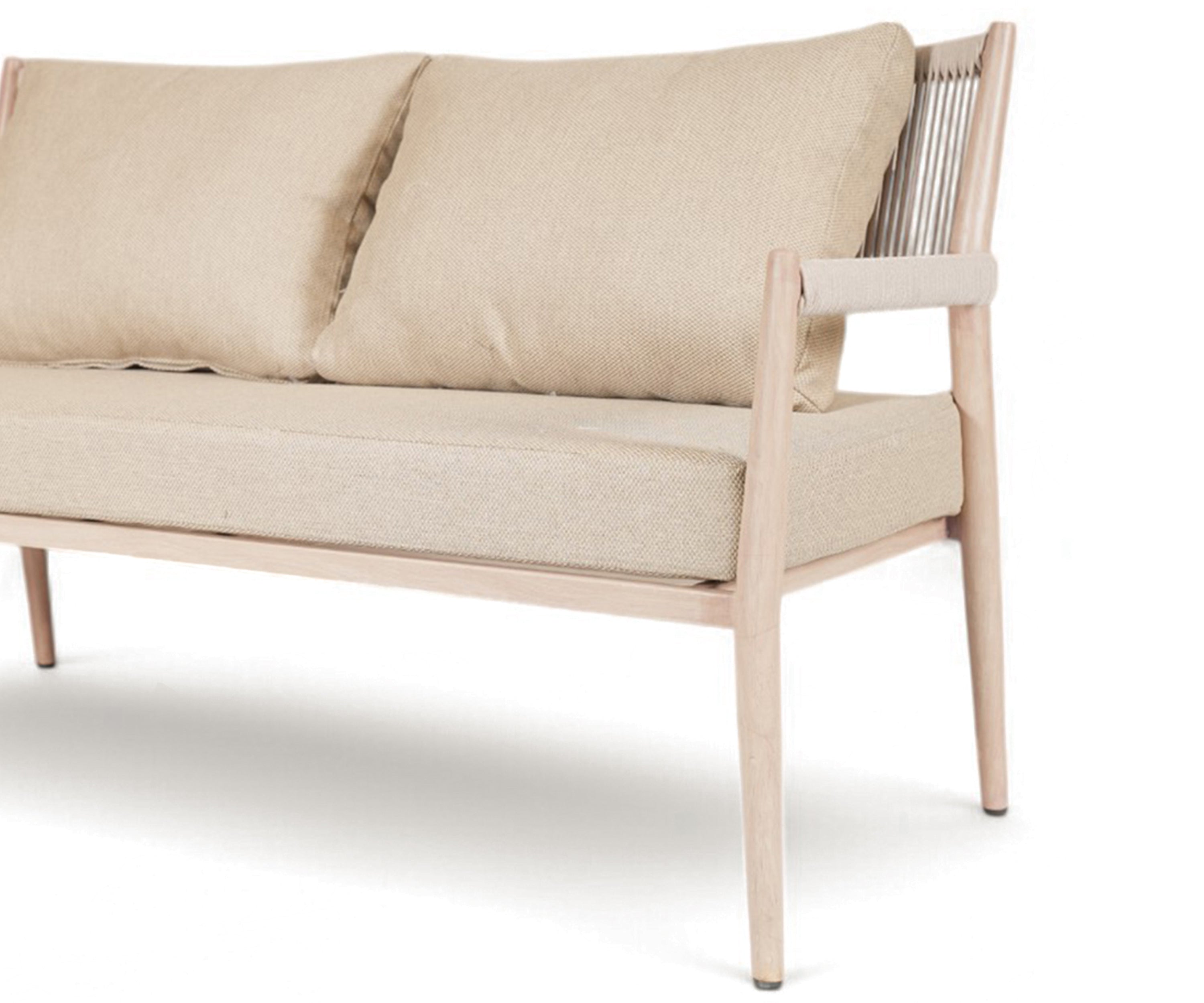 Modern Outdoor 2 Seater Sofa in Metal with Rope Detail