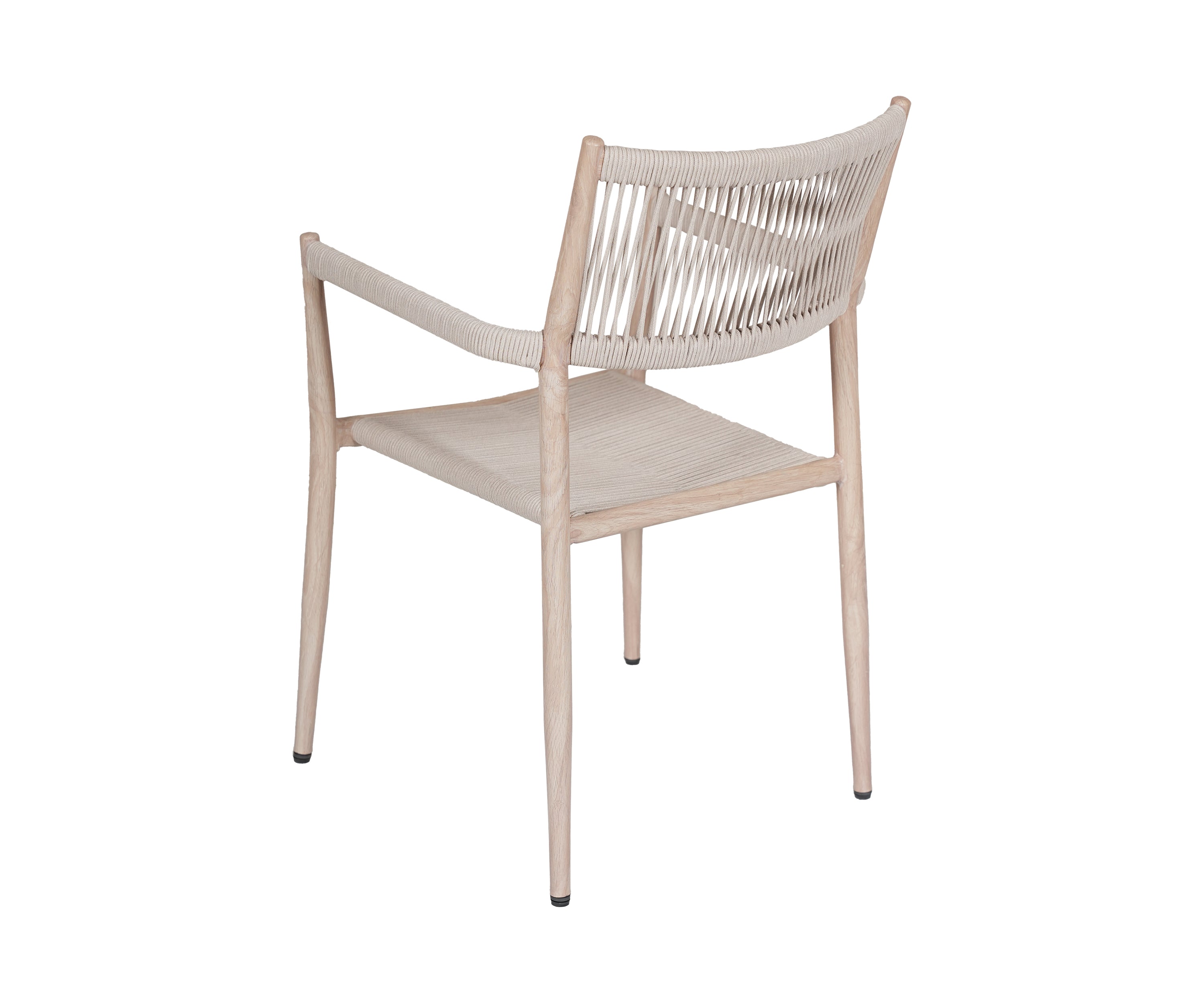 Beige Outdoor Metal Armchair with Nylon Woven Rope Seat & Backrest