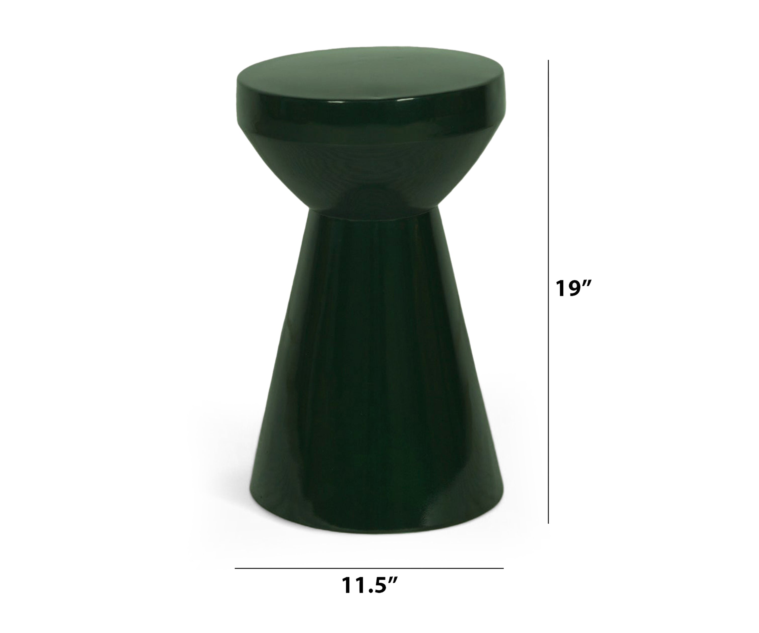 Emerald Green Metal Side Table with Tapered Pedestal Base