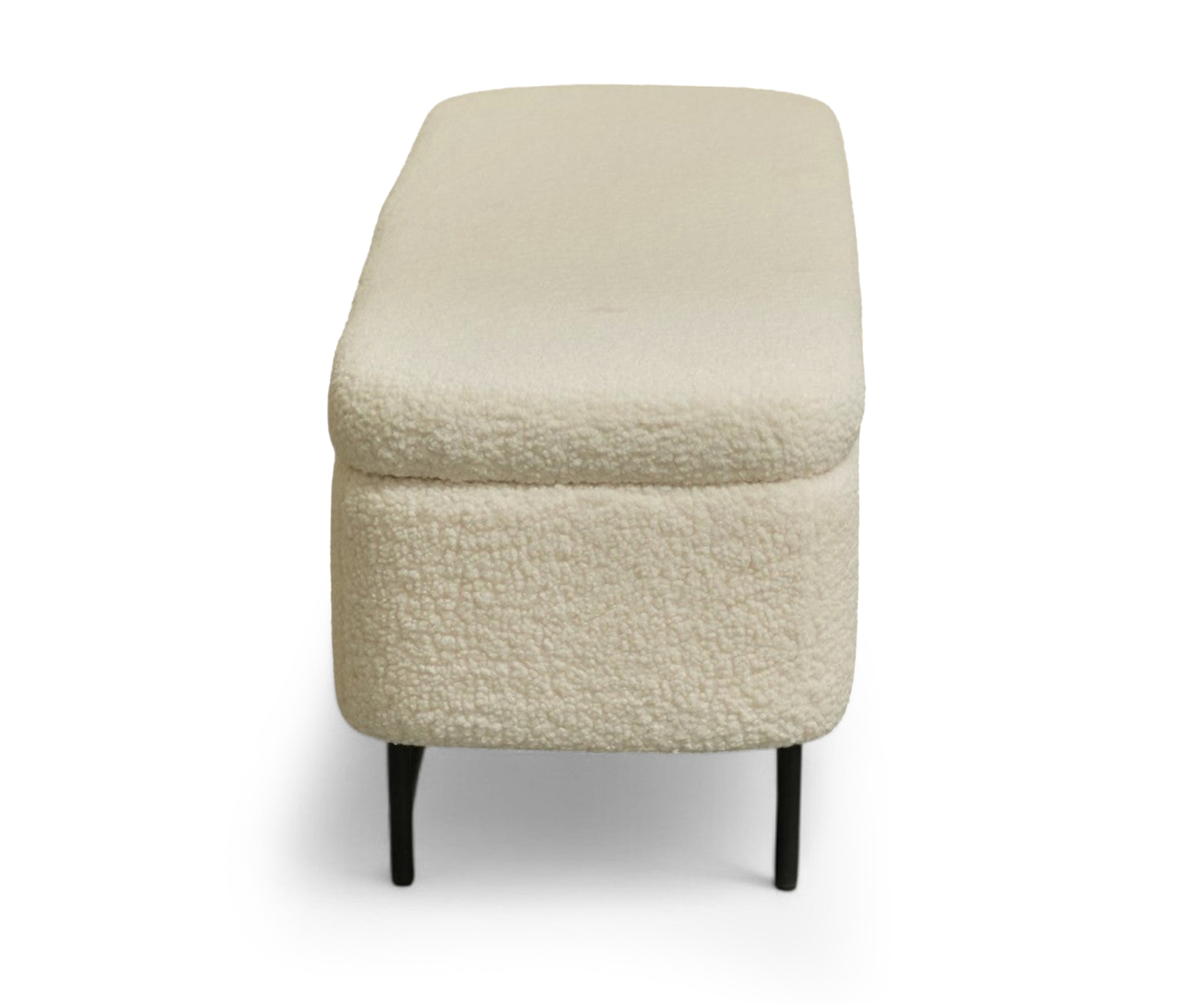 Ivory Bouclé Rectangular Bench with Storage