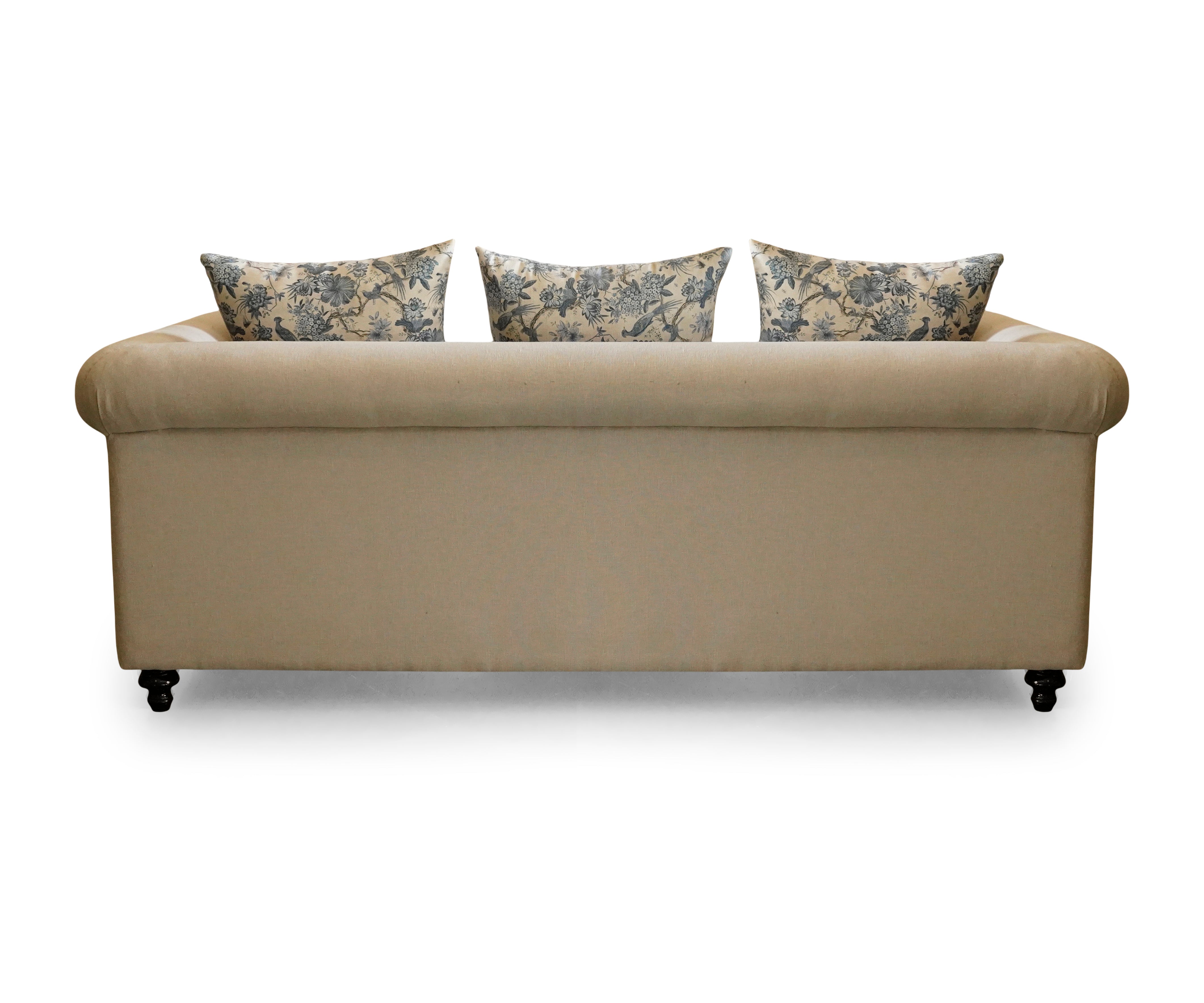 Printed Cotton Curved Arm 3 Seater Sofa