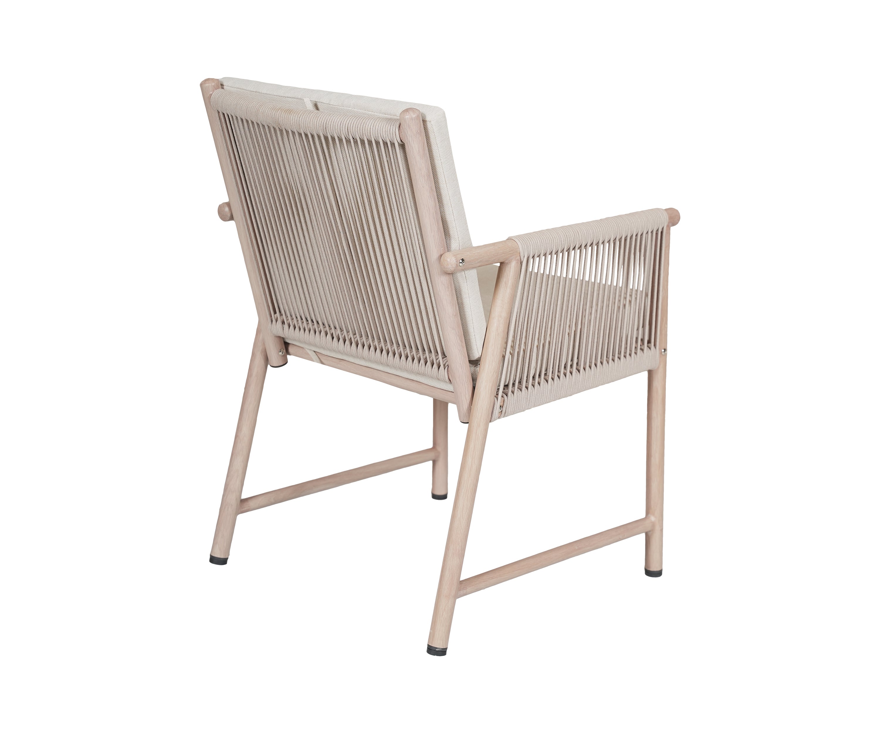 Beige Nylon Rope Outdoor Armchair with Metal Frame