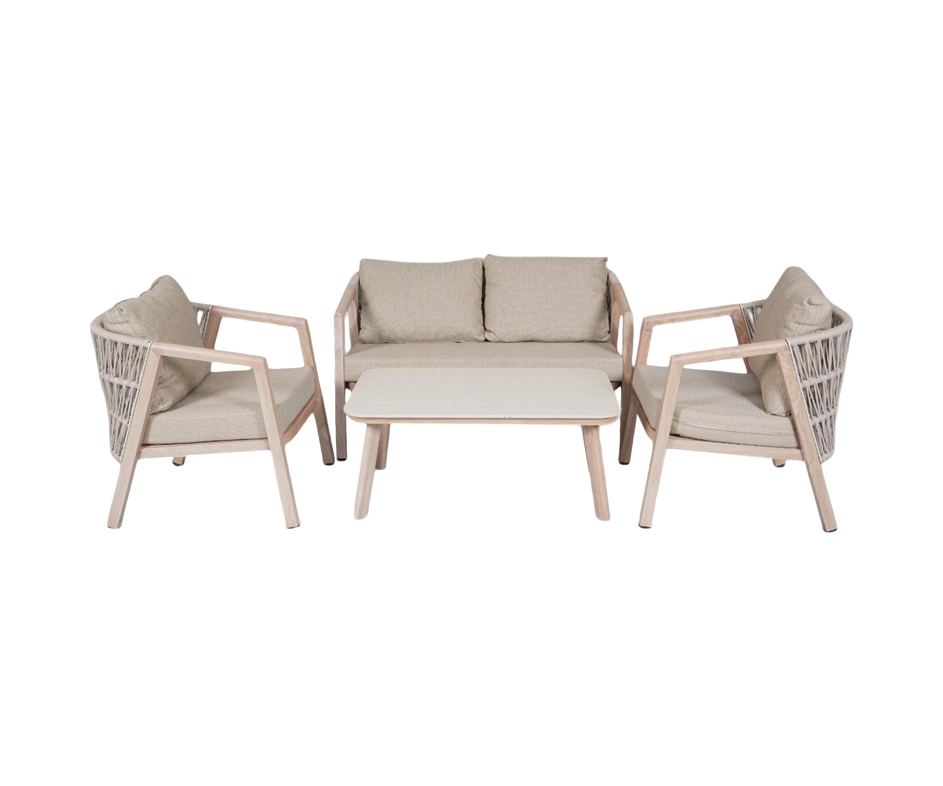 Outdoor Rope 2 Seater Sofa in Metal with Neutral Cushions