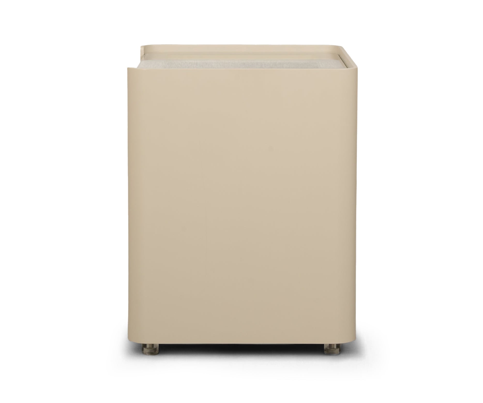 Taupe Organizer 3-Drawer Bed Side Table with Glass Top