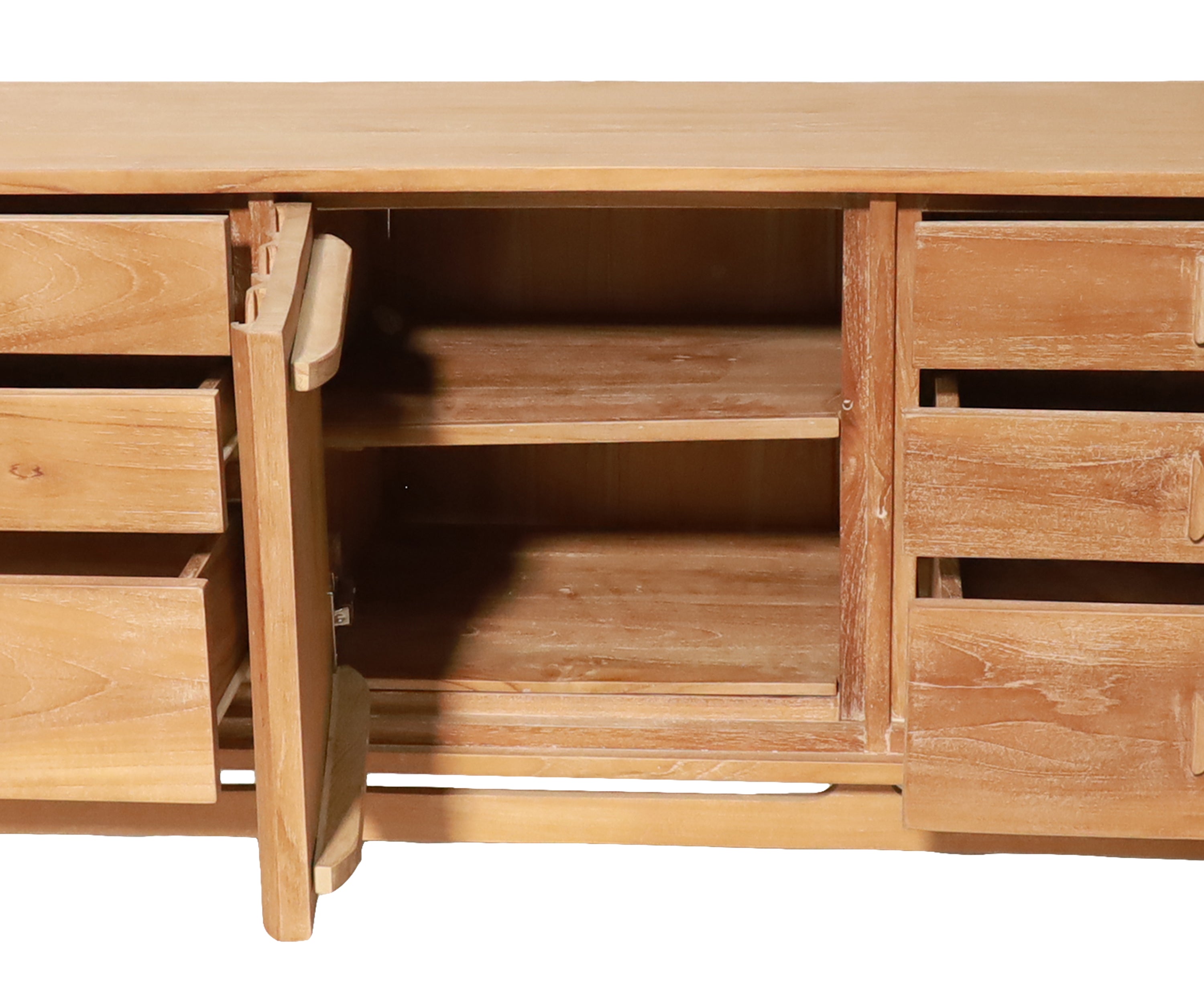 Mid-Century Natural Wood Geometric TV Unit