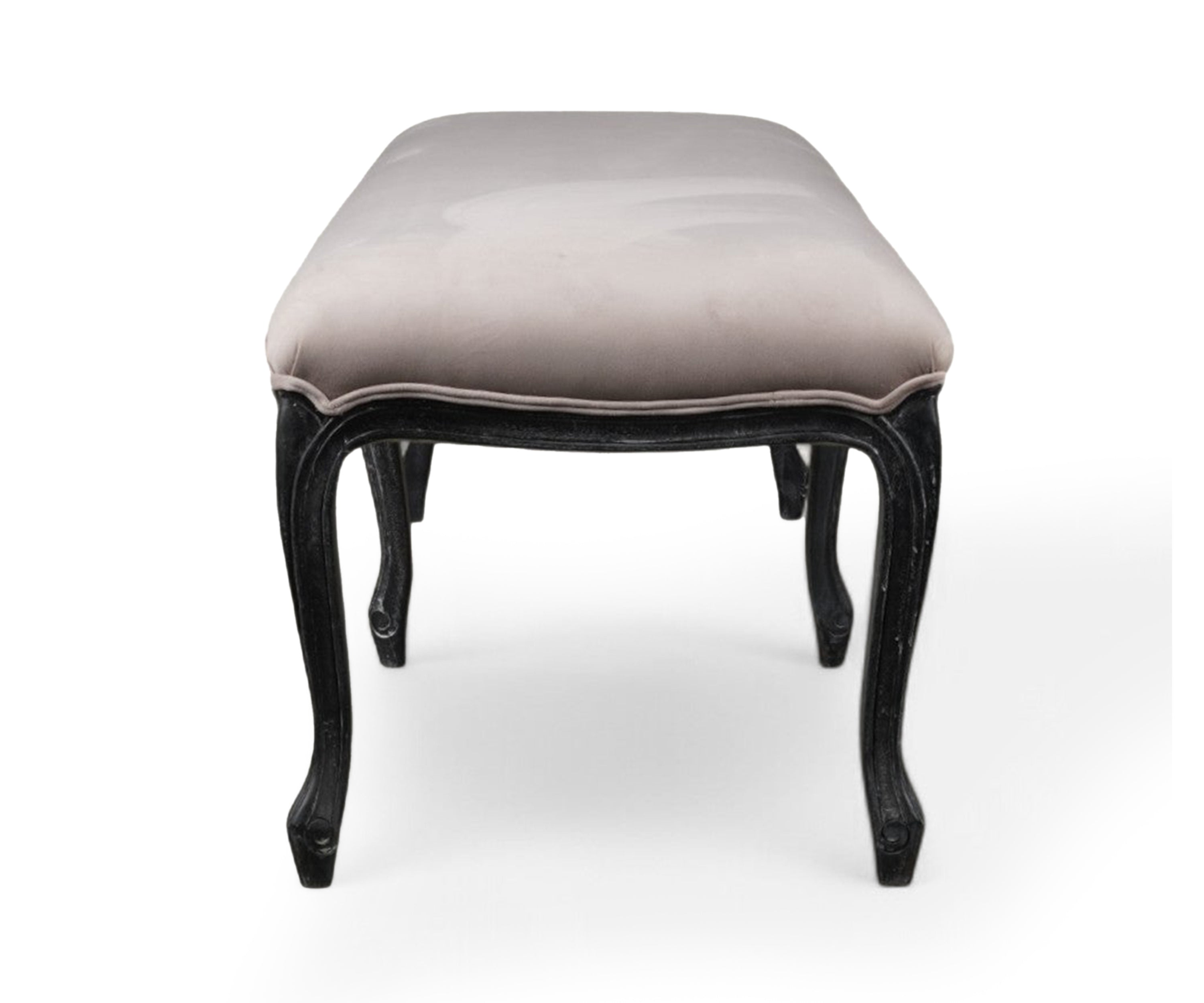 Vintage pink Velvet Bed Bench with Black Wooden Legs