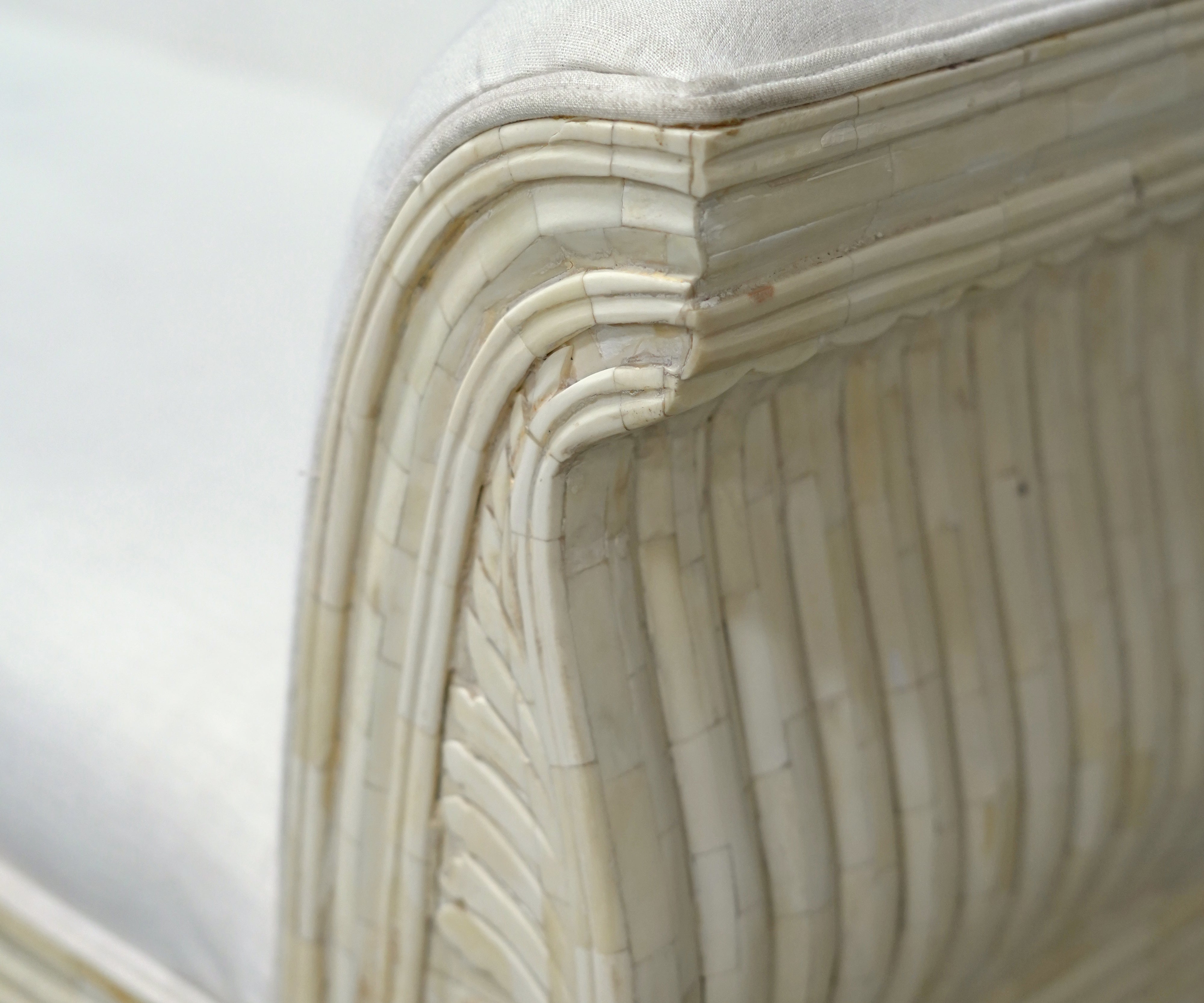 Bone Inlay Linen 3 Seater Sofa