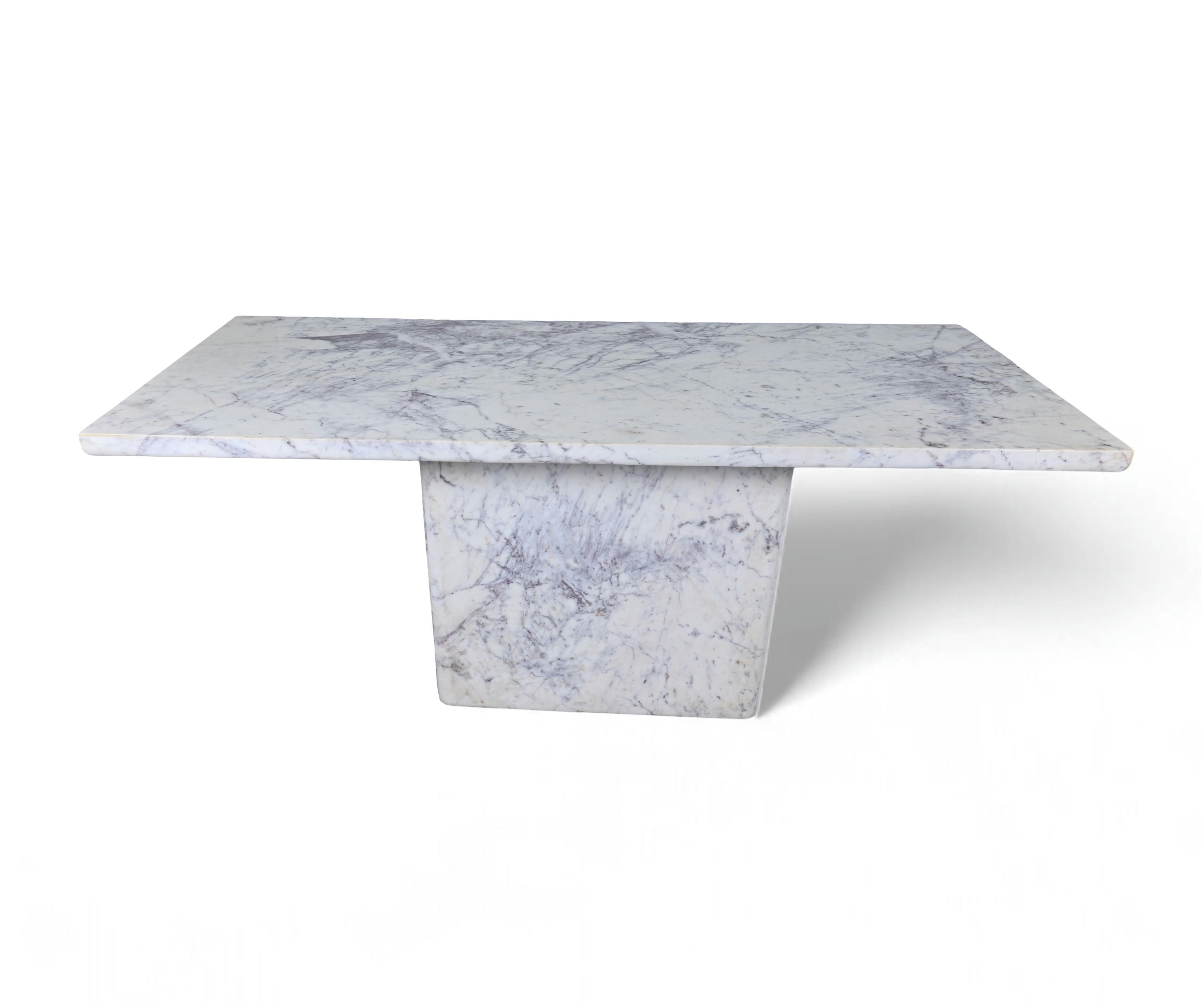 White Marble 6 Seater Dining Table with Pedestal Base