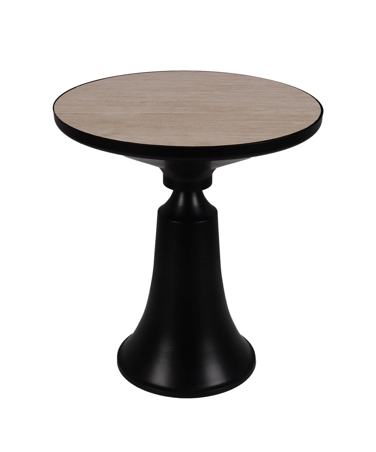 Round Two Tone End Table with Sculptural Flared Base