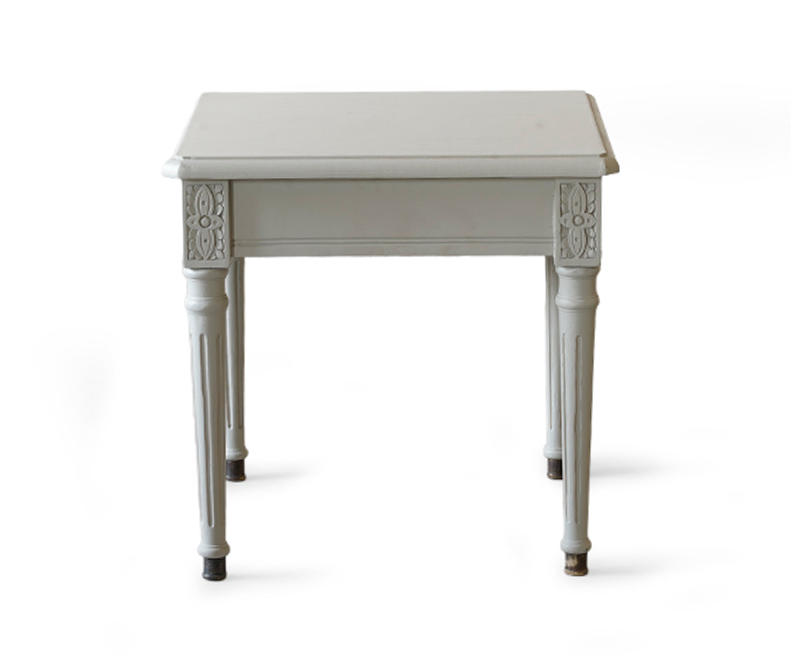 Gustavian Bedside Table with Drawer and Brass Knob in Cream Finish
