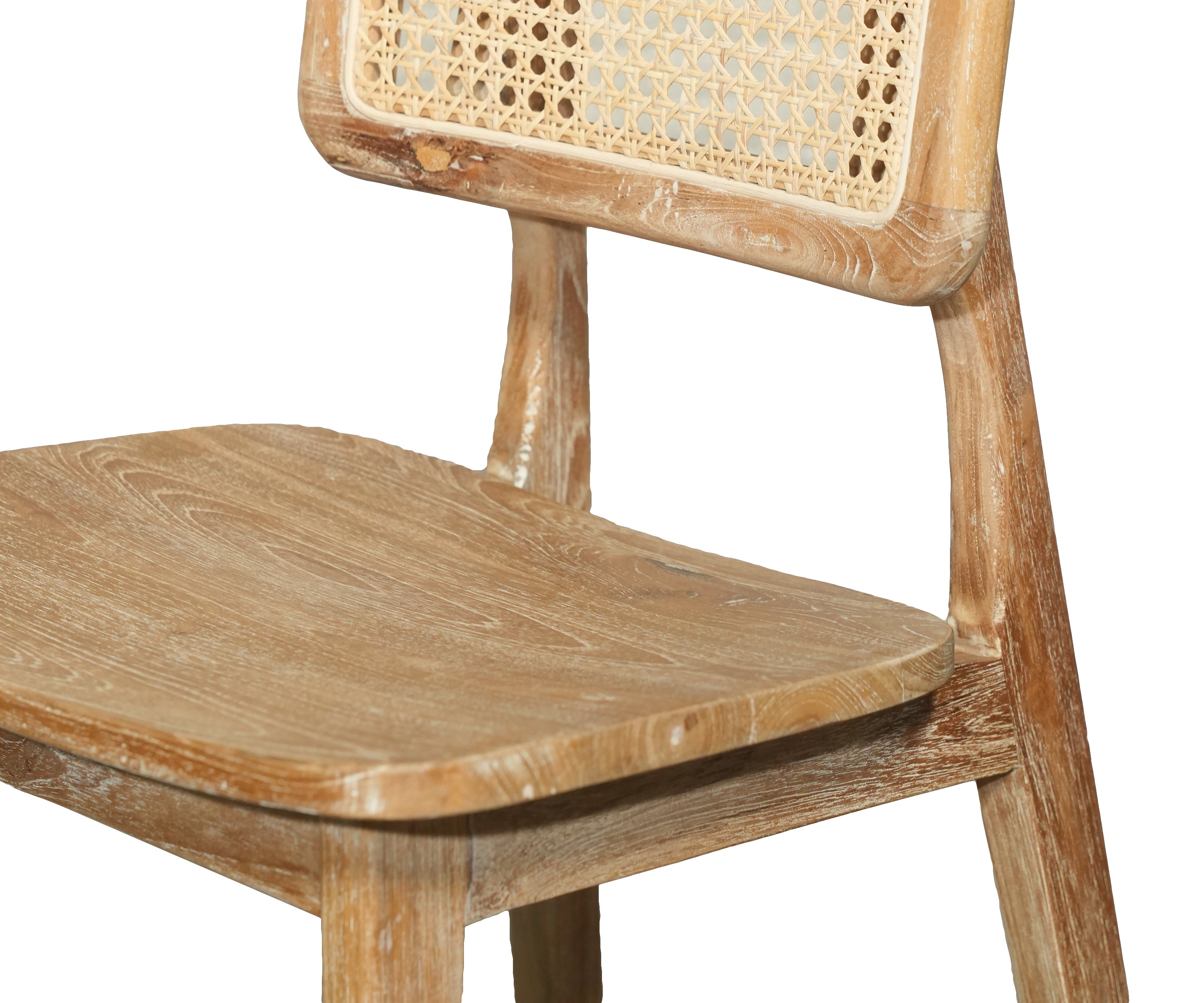 Modern Teak Wood Bar Chair with Cane Backrest