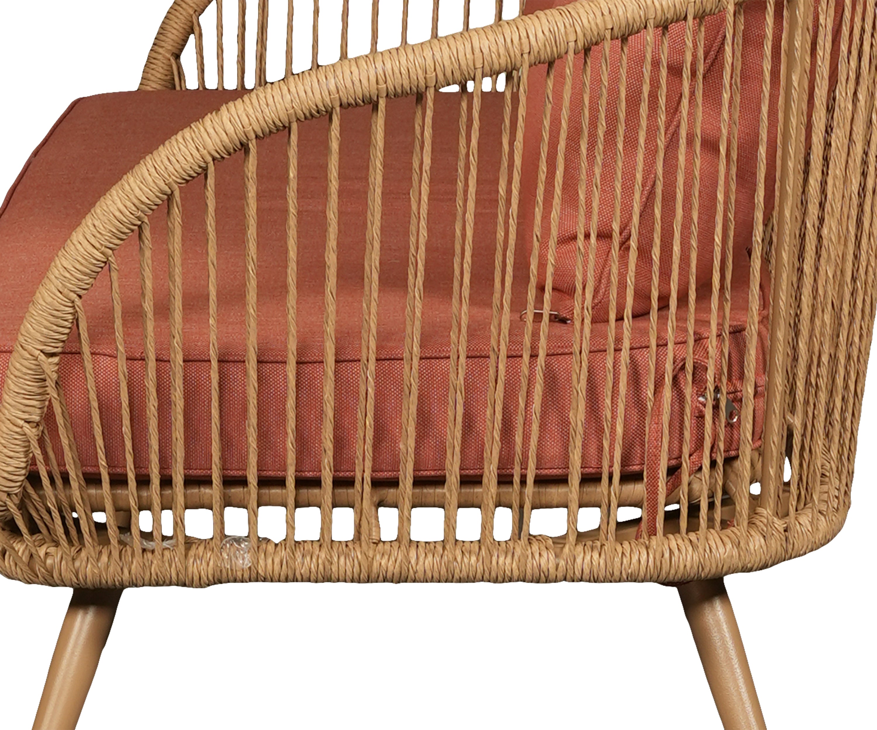 Woven Outdoor 2 Seater Sofa with Terracotta Cushions