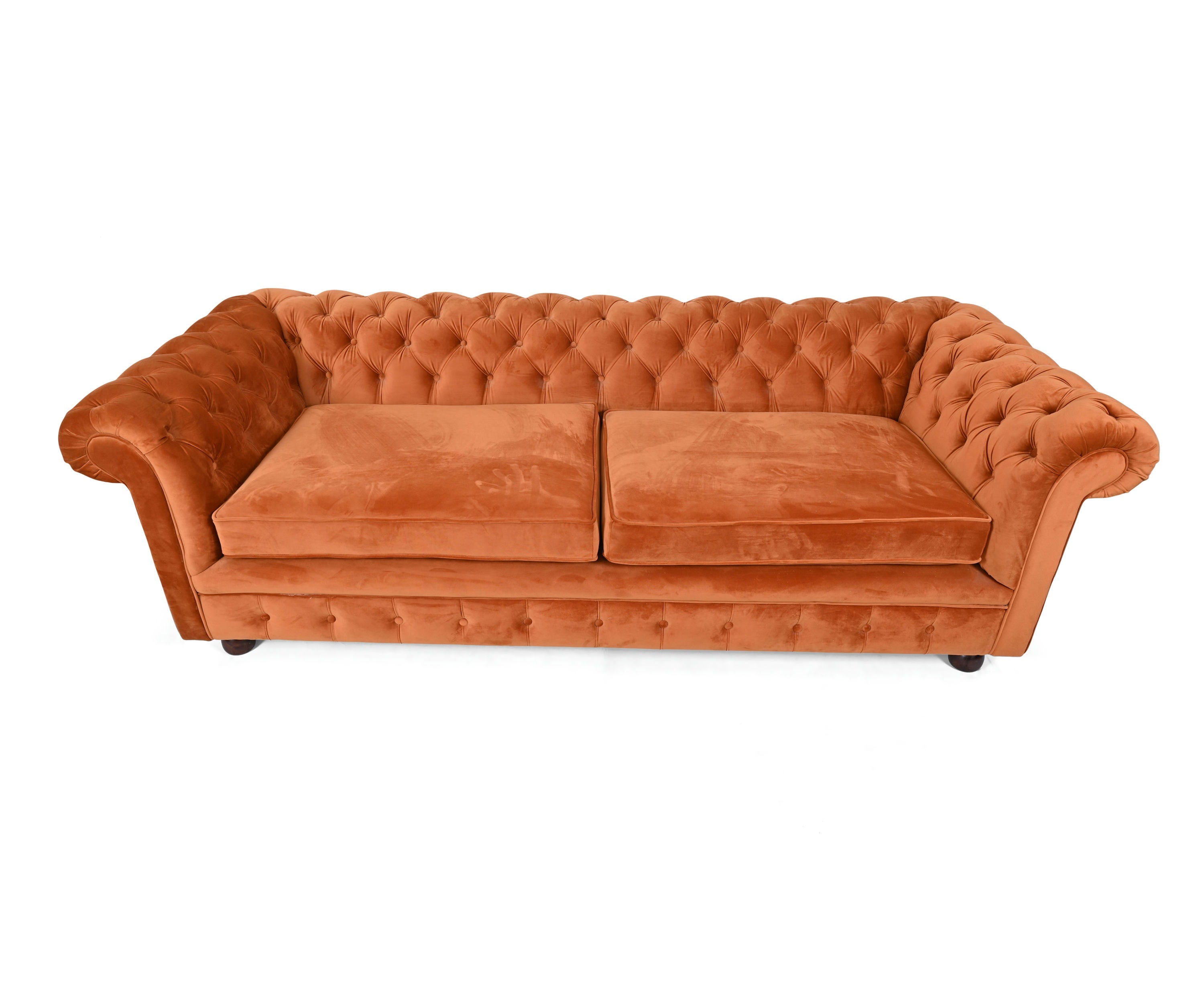 Rust Tufted Velvet 3 Seater Sofa
