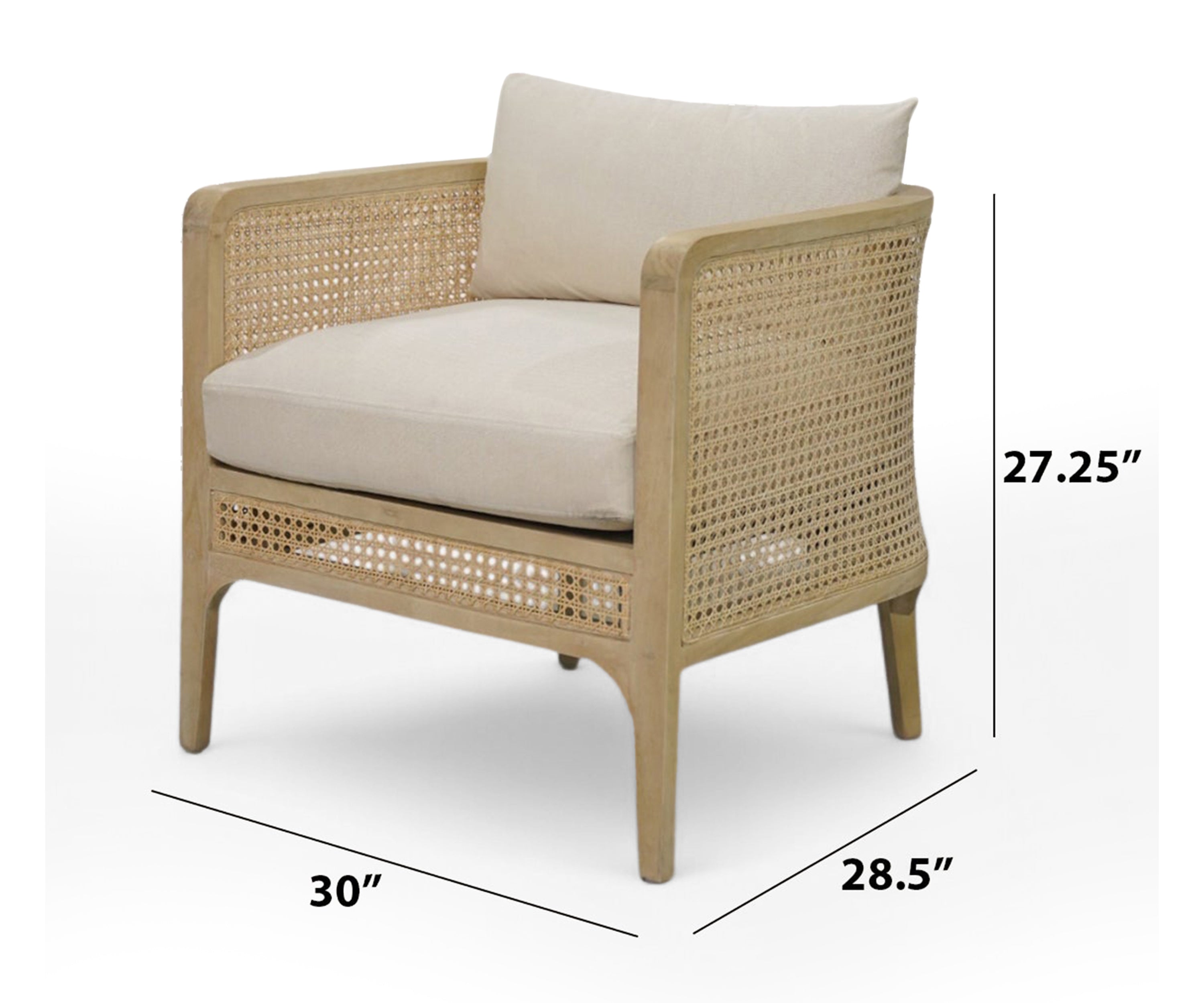 Natural Oak Cane Accent Arm Chair