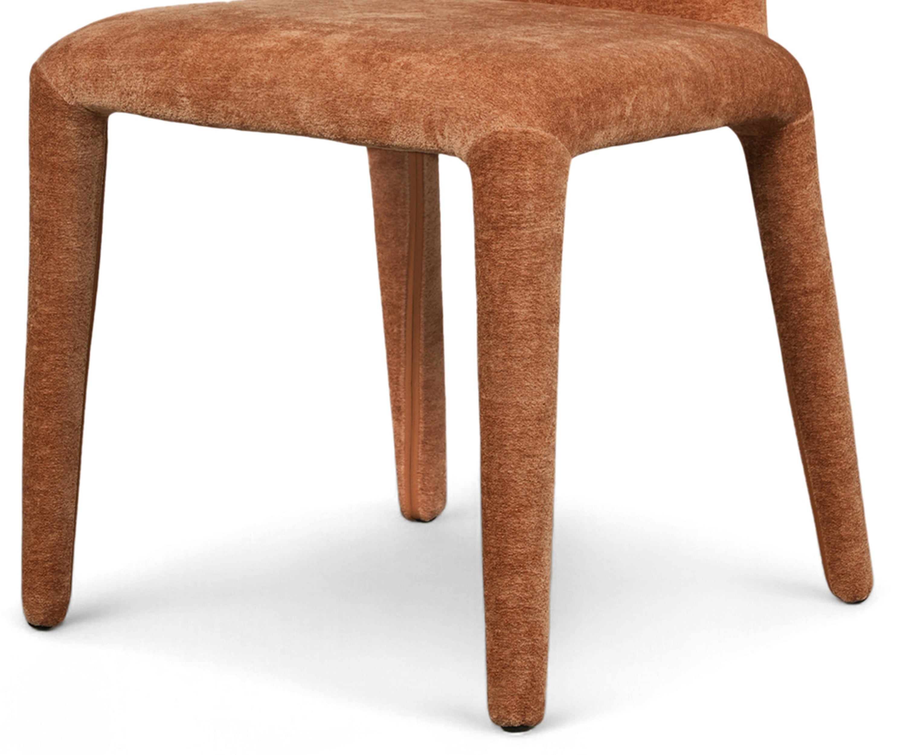 Rust Brown Sculptural Upholstered T-Back Dining Chair
