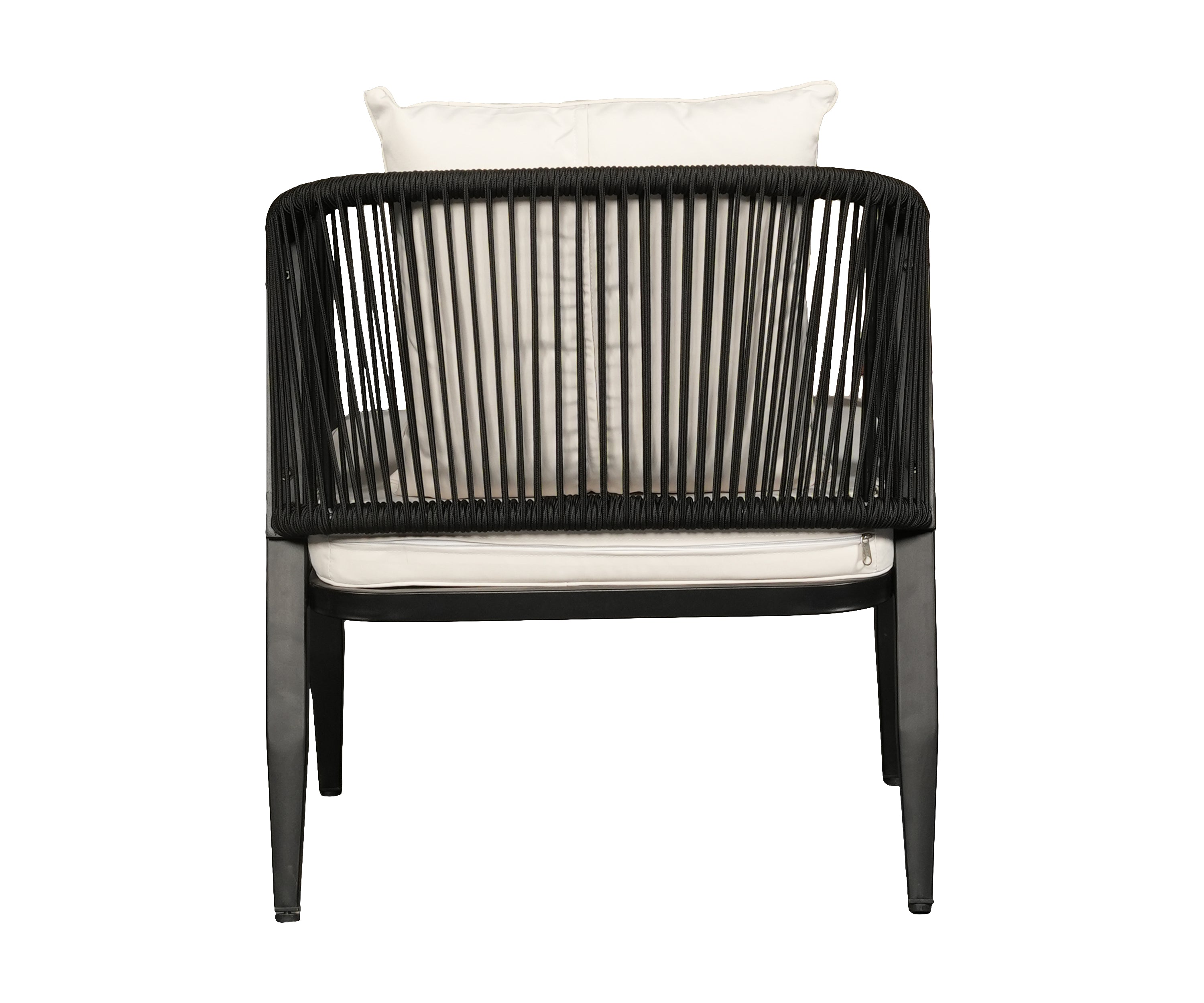 Contemporary Outdoor Sofa in Black Frame with Ivory Cushions
