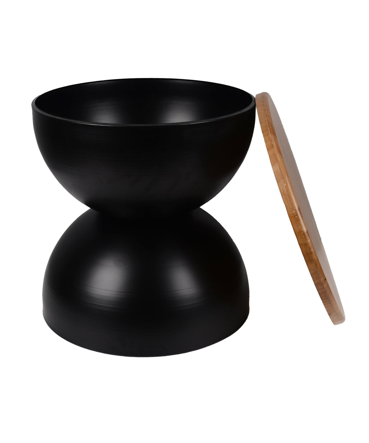 Round Sculptural Matte Black Hourglass End Table