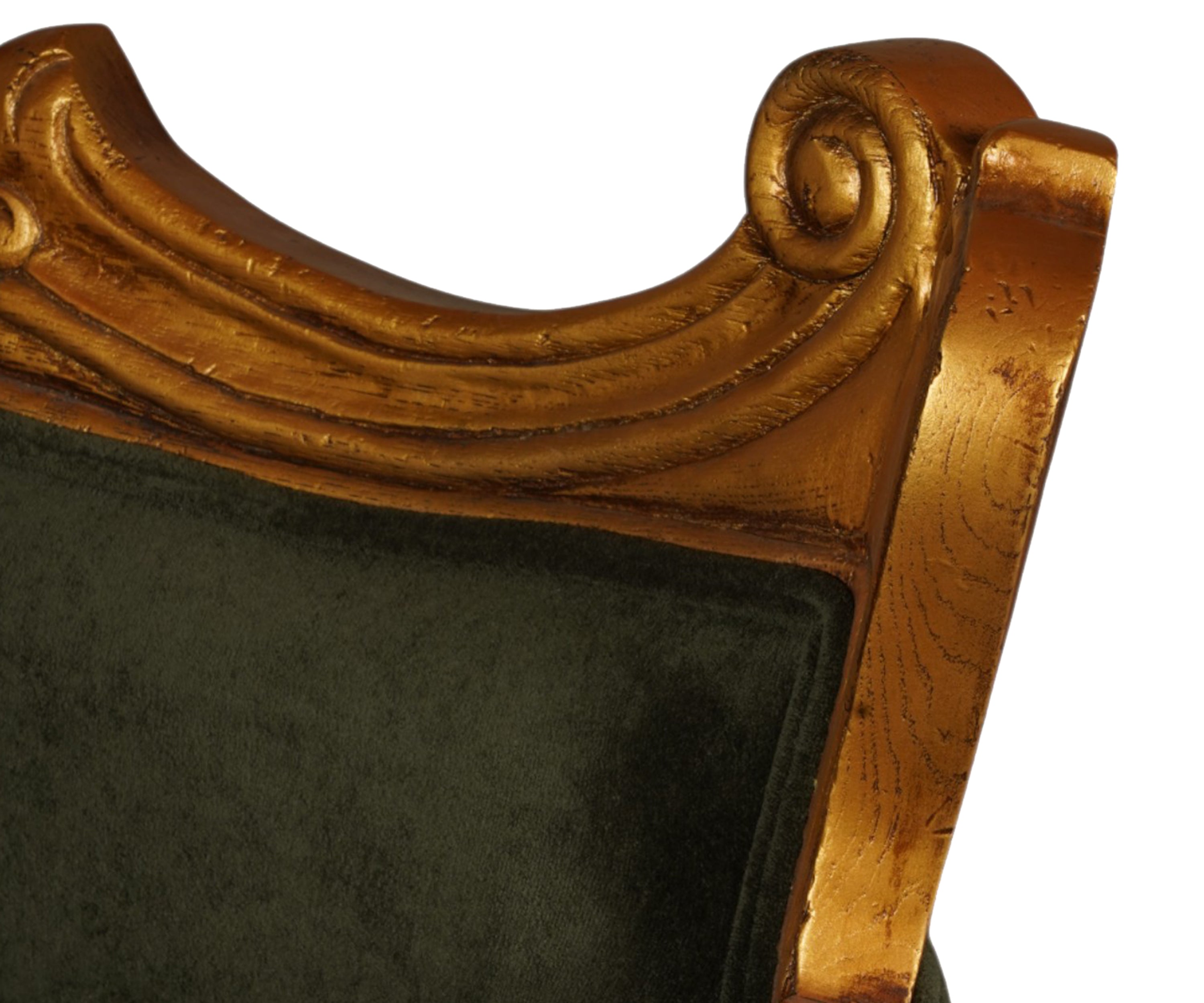 Baroque Velvet 3-Seater Sofa with Teak Wood Frame