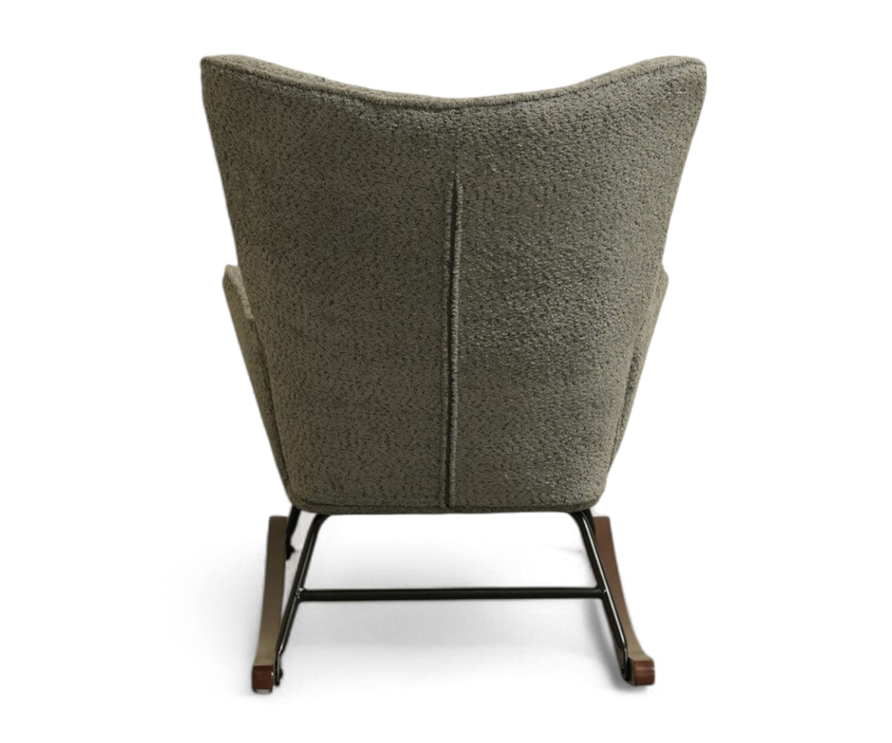 High Back Bouclé Rocker Chair - Gray